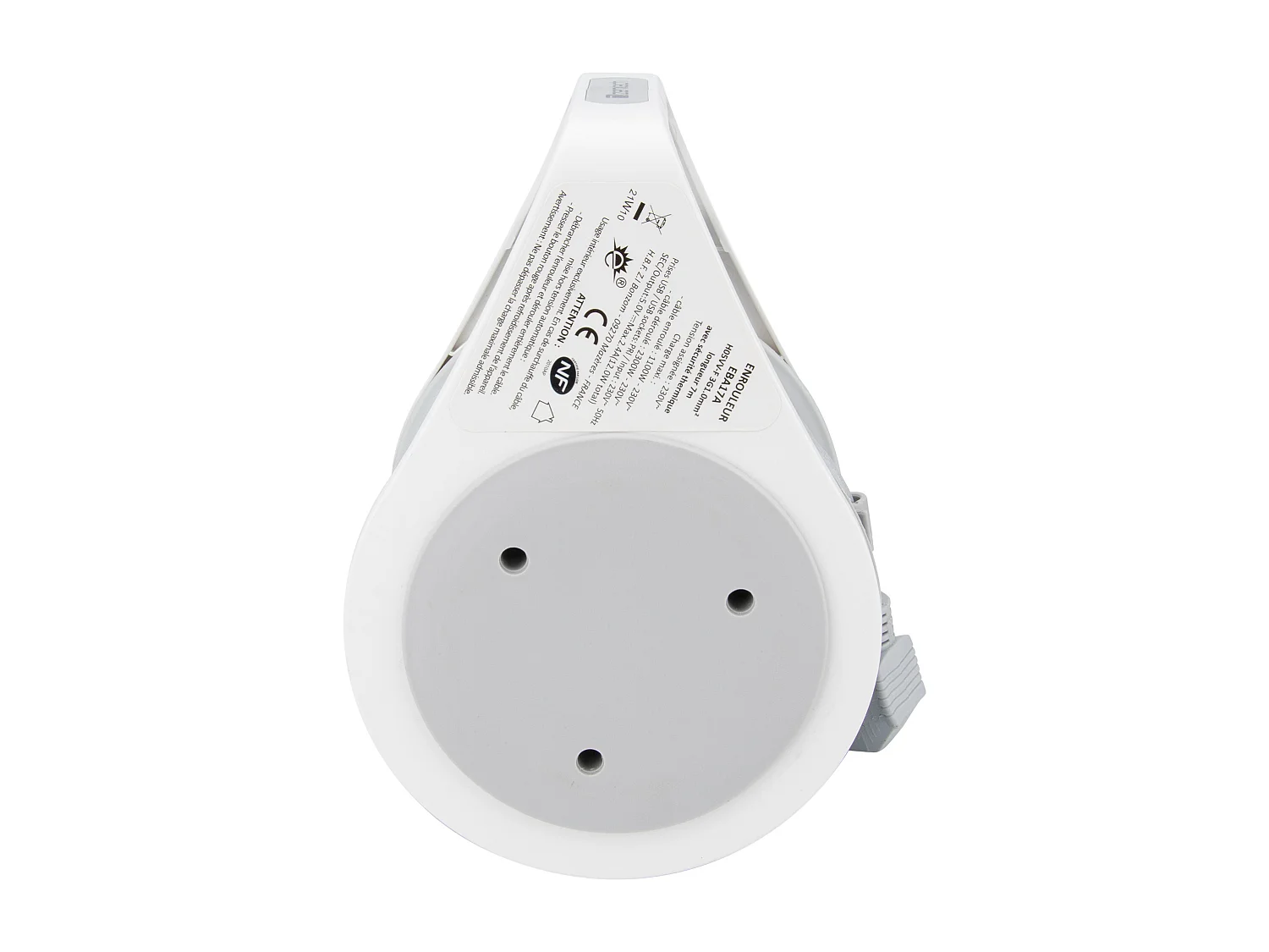 Mini enrouleur 2 prises 2P+T + 2 USB - 7m - Gris - Zenitech