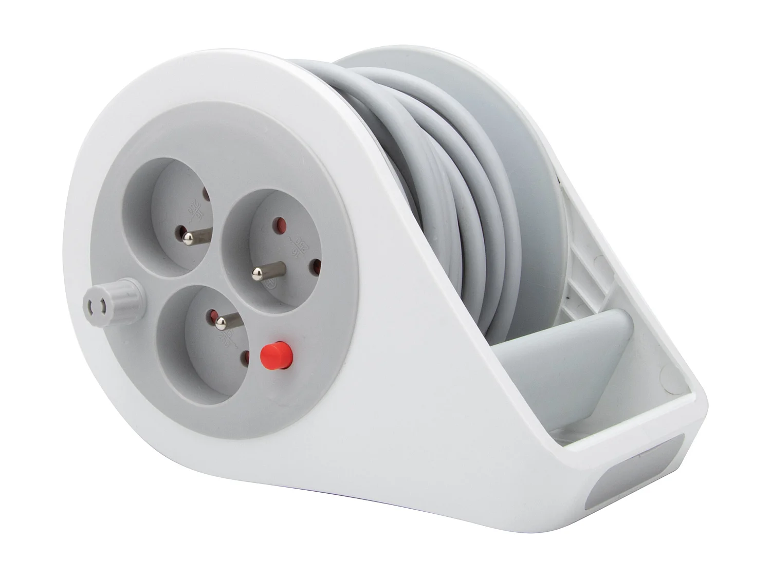 Mini enrouleur design 3 prises 2P+T - 7m - Gris - Zenitech