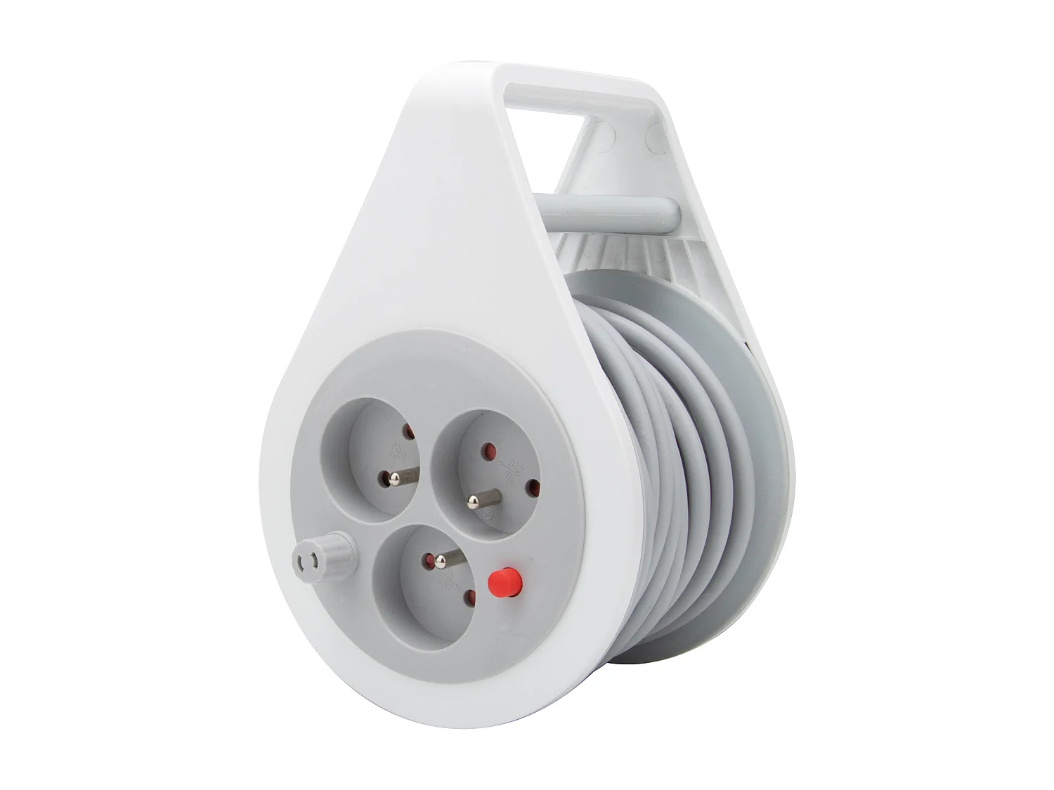 Mini enrouleur design 3 prises 2P+T - 7m - Gris - Zenitech