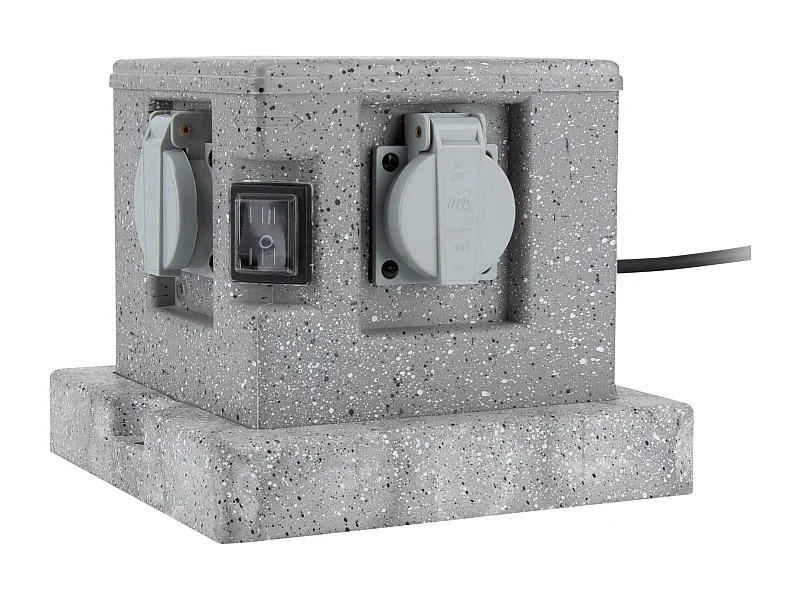 Borne jardin IP44 4 x 16A + 2 interrupteurs câble H07RN-F 3G1,5mm² 4,5m - Zenitech