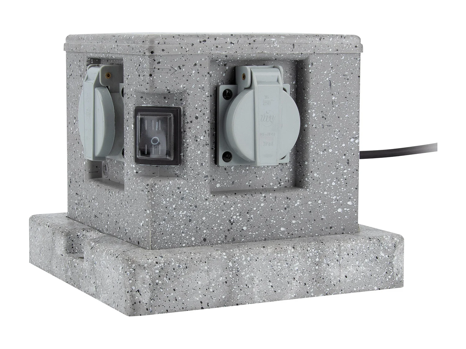 Borne jardin IP44 4 x 16A + 2 interrupteurs câble H07RN-F 3G1,5mm² 4,5m - Zenitech