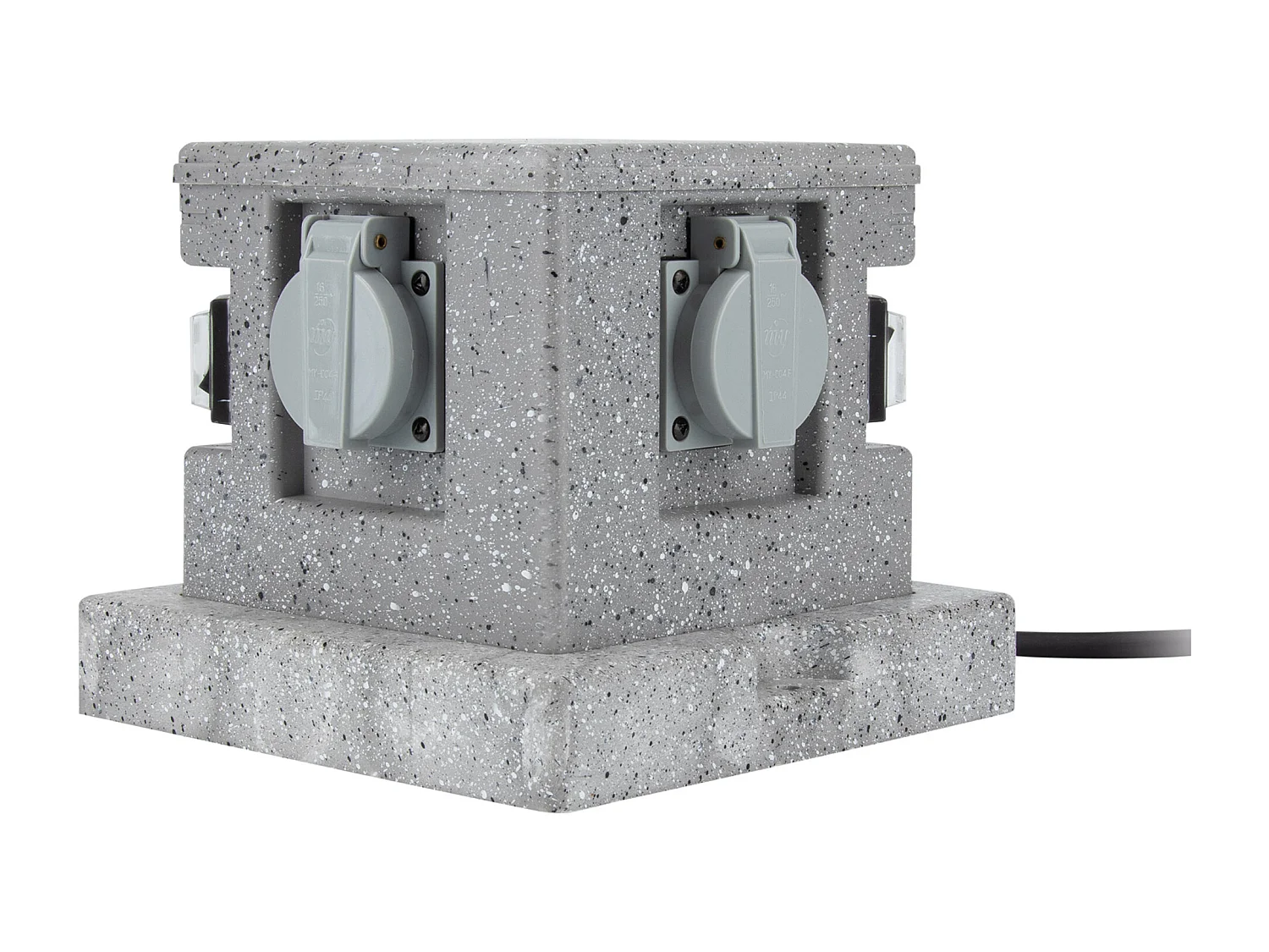 Borne jardin IP44 4 x 16A + 2 interrupteurs câble H07RN-F 3G1,5mm² 4,5m - Zenitech