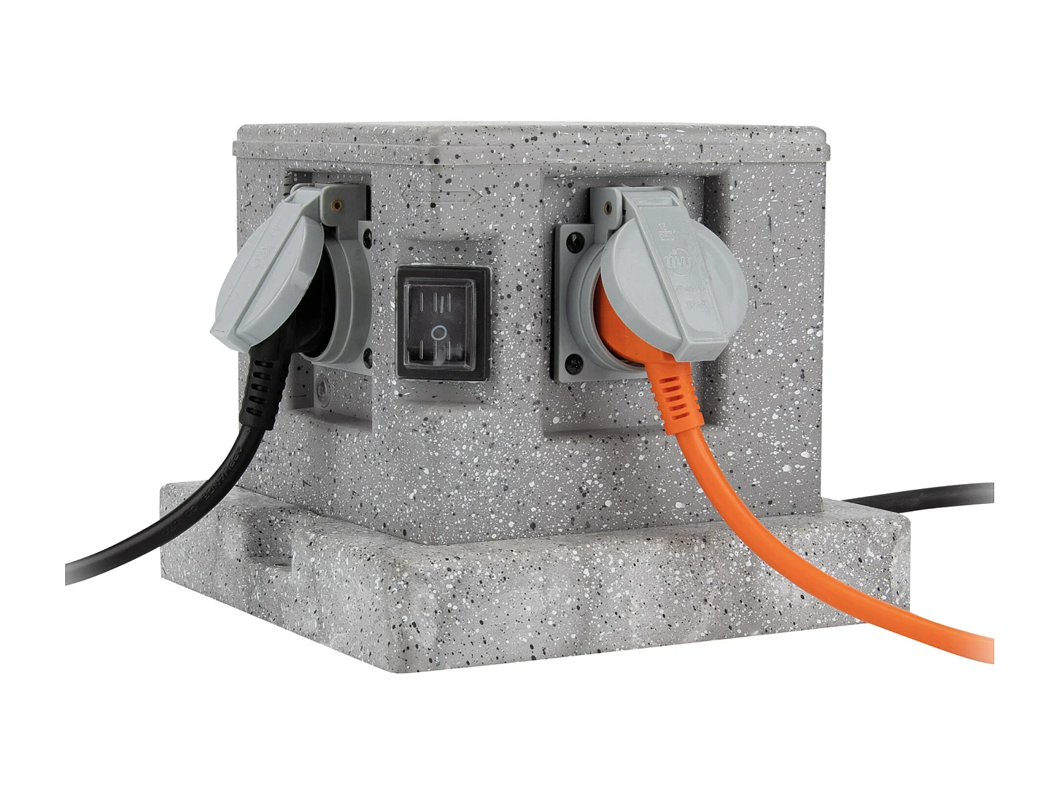 Borne jardin IP44 4 x 16A + 2 interrupteurs câble H07RN-F 3G1,5mm² 4,5m - Zenitech