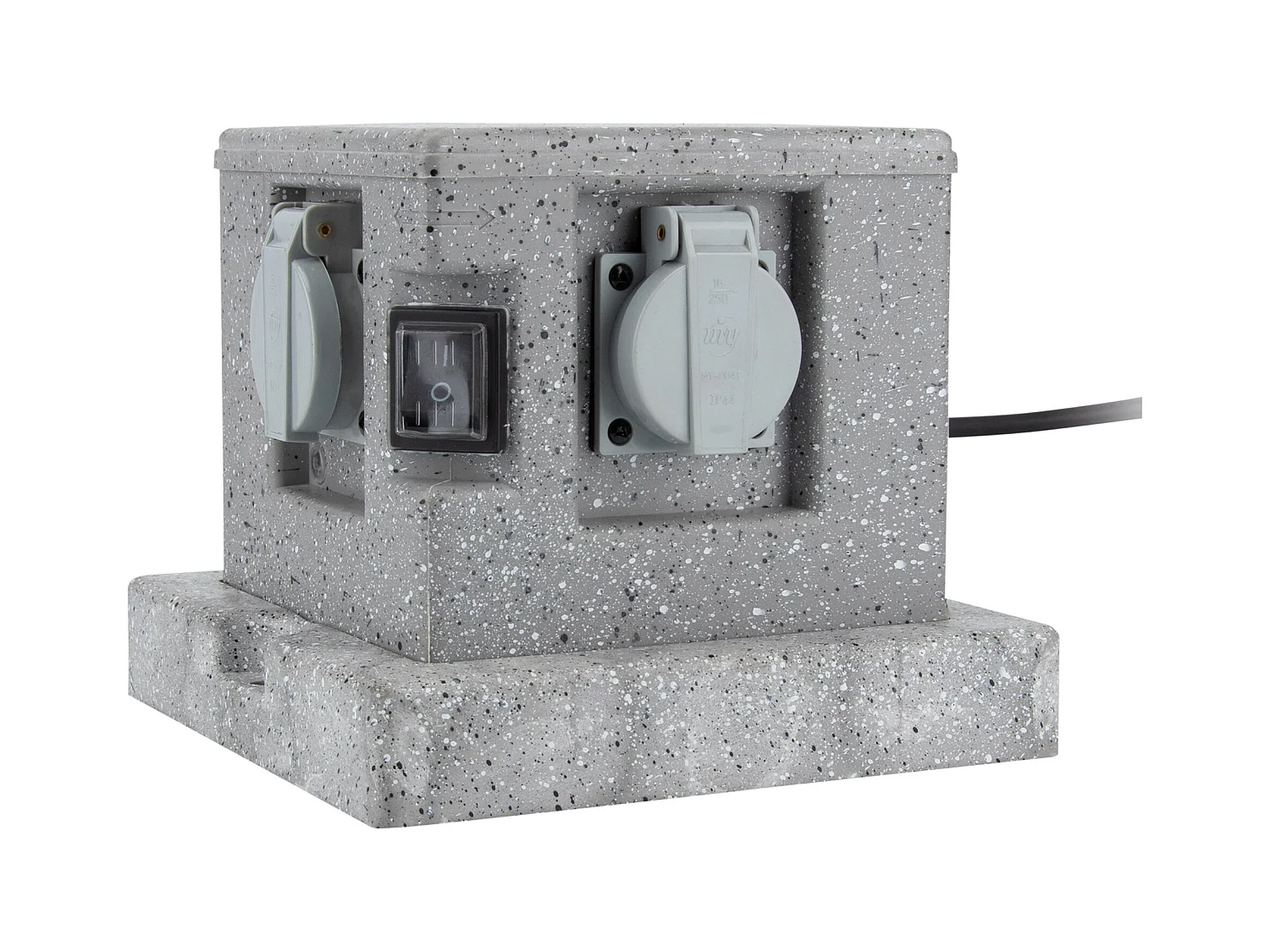 Borne jardin IP44 4 x 16A + 2 interrupteurs câble H07RN-F 3G1,5mm² 4,5m - Zenitech
