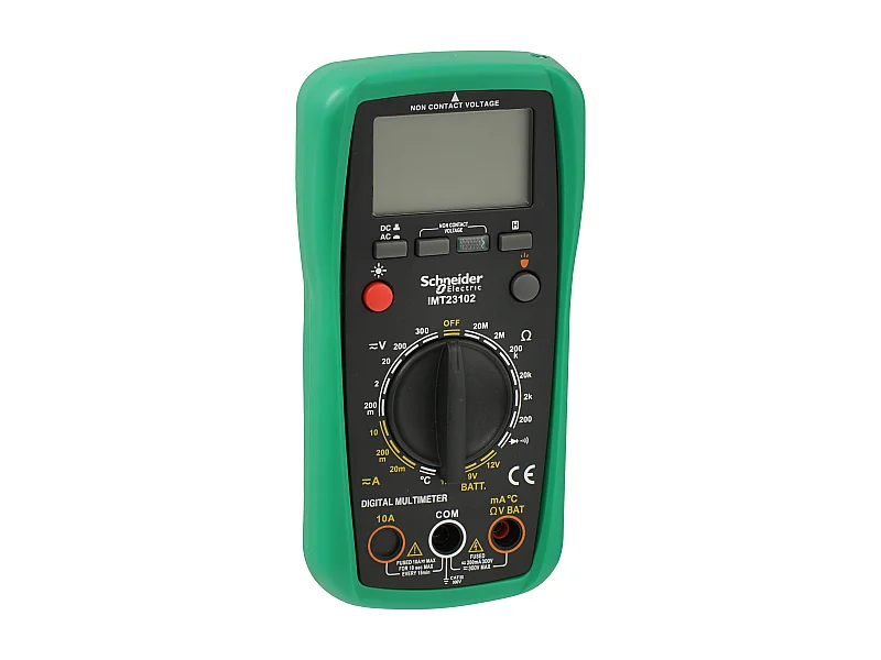 Multímetro digital Cat III (300V) con pantalla LCD verde - Schneider