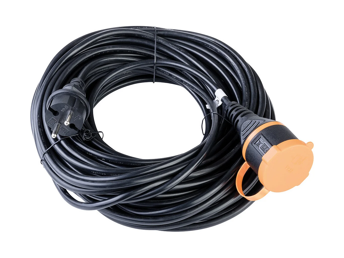 Rallonge étanche 2P H05VV-F 2x1,5mm² 10m avec clip de fixation - Orange - Zenitech