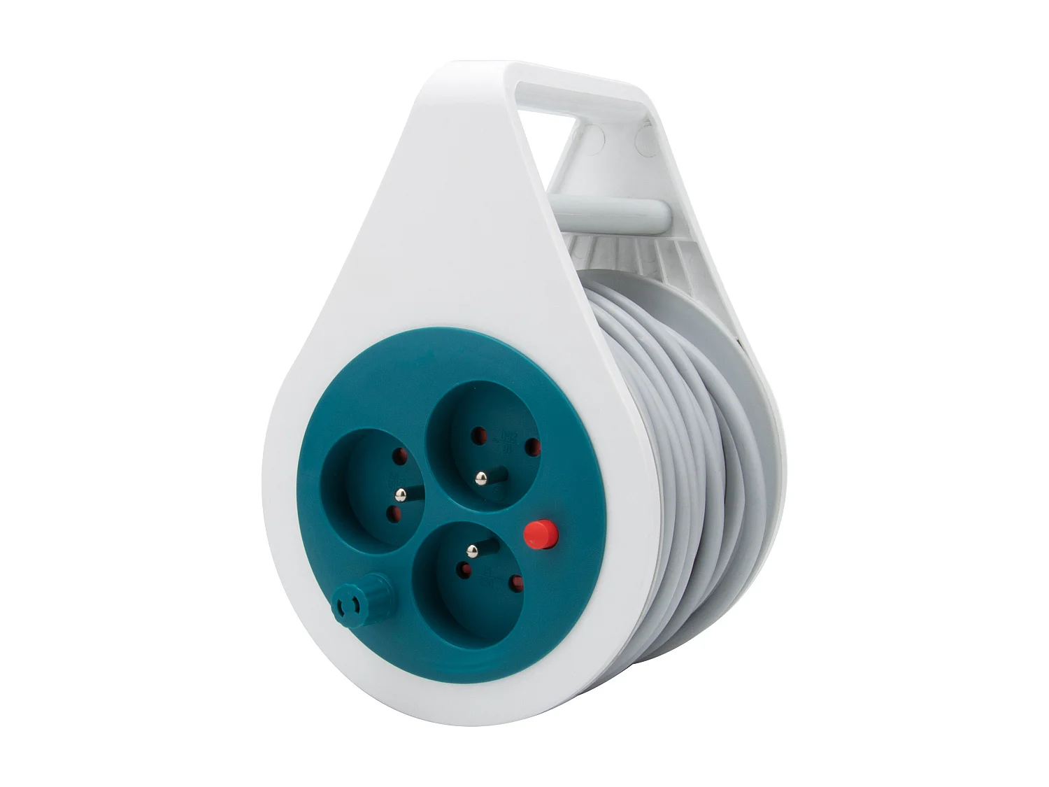 Mini enrouleur design 3 prises 2P+T - 7m - Bleu - Zenitech