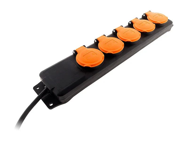 Blocco stagna IP44 5 prese 16A 2P+T con alette - Cavo HO5RRF 3G1mm² 1,5m