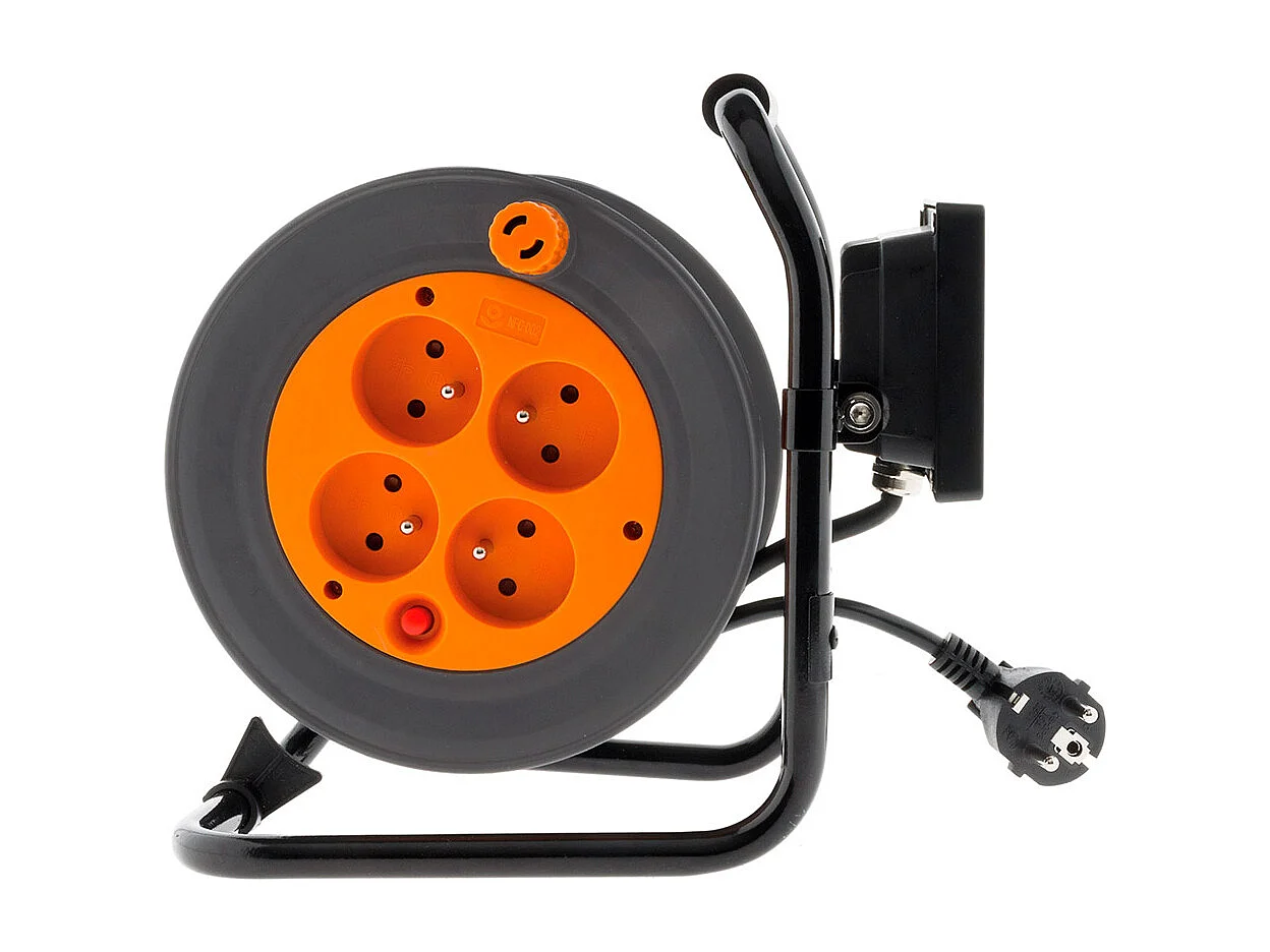 Zwijacz elektryczny 4 gniazdka 16A 2P+T + reflektor LED 15m - Pomarańczowy Zenitech