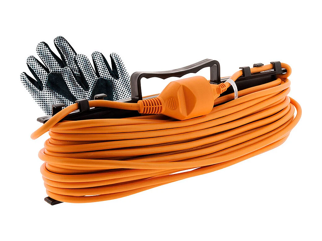 Prolunga elettrica da giardino 25m 2x1,5mm² arancione 16A 3680W con guanti omaggio - Zenitech