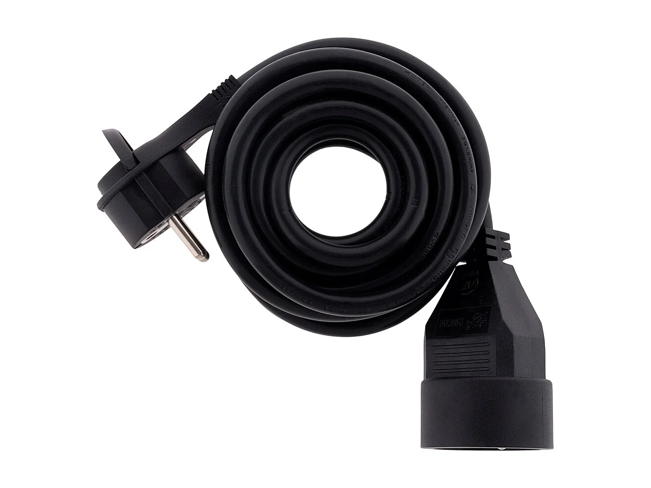 Prolongador 16A 2P+T HO5VV-F 3G1,5mm² Negro 3m con enchufe extraplano - Zenitech