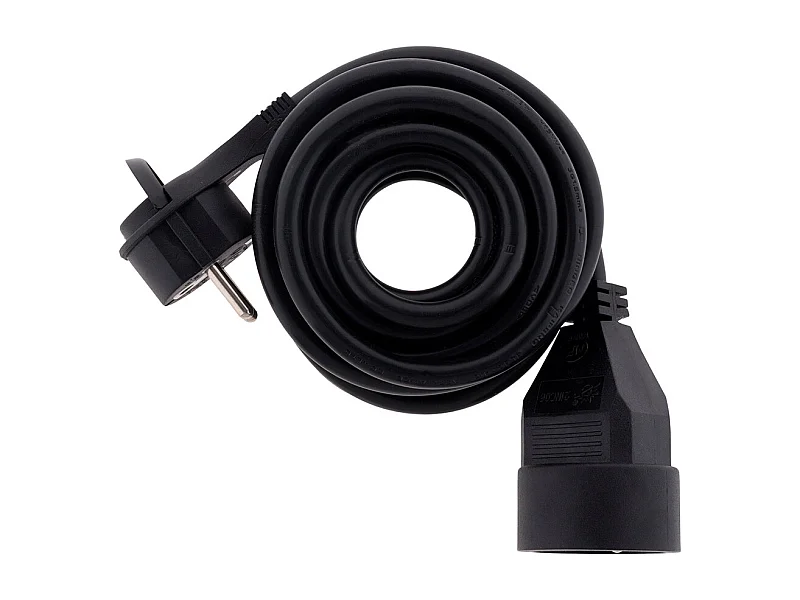 Prolongador 16A 2P+T HO5VV-F 3G1,5mm² Negro 3m con enchufe extraplano - Zenitech