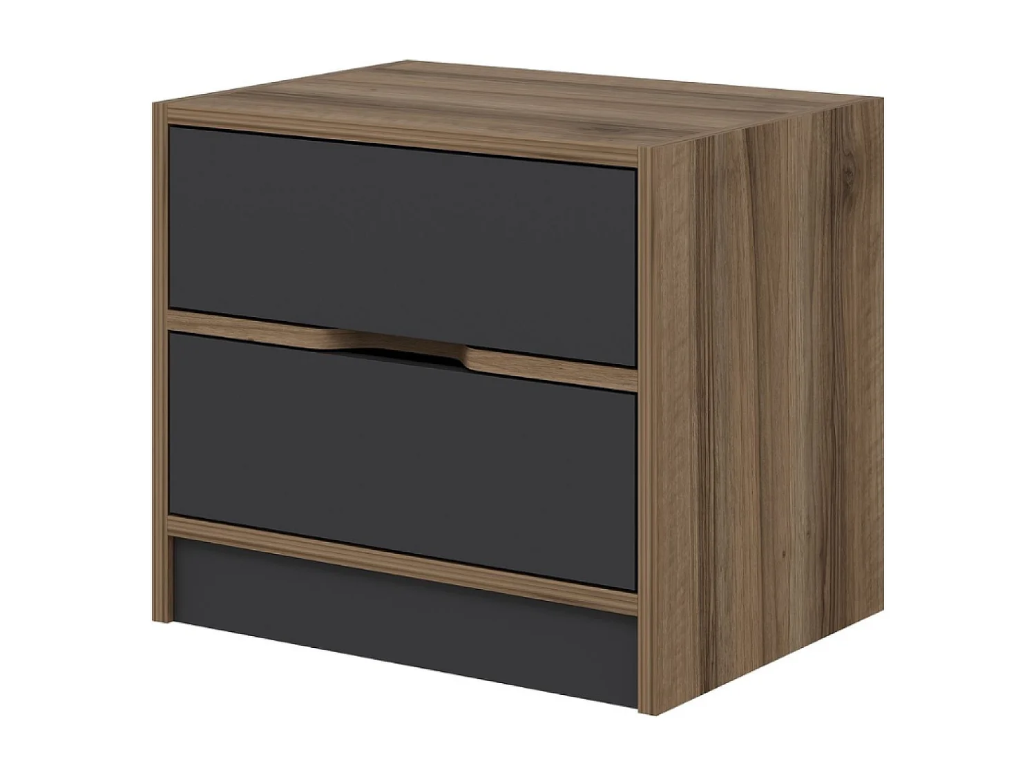 Table de chevet bois et gris 2 tiroirs MOLDE