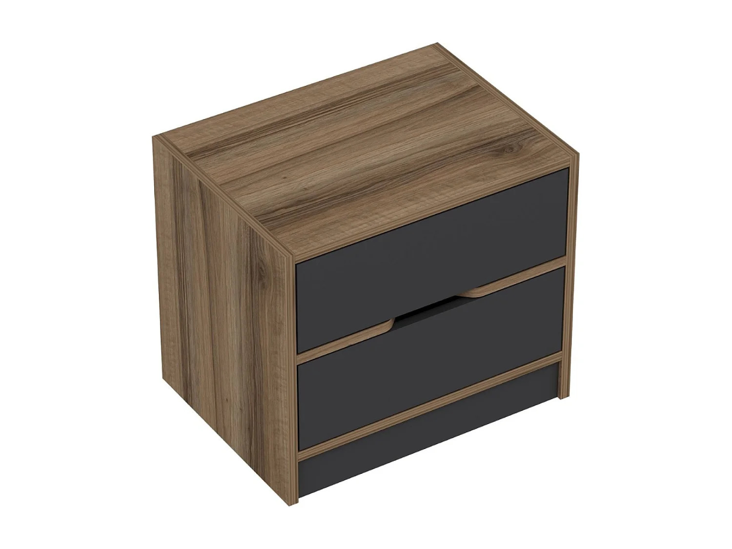 Table de chevet bois et gris 2 tiroirs MOLDE