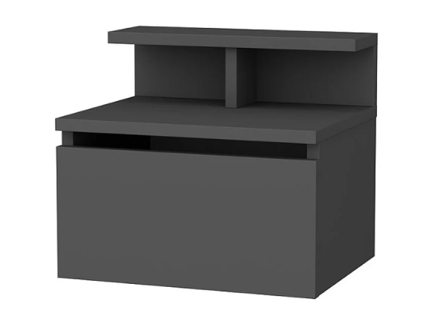 Table de chevet murale anthracite avec tiroir et étagère VISBY
