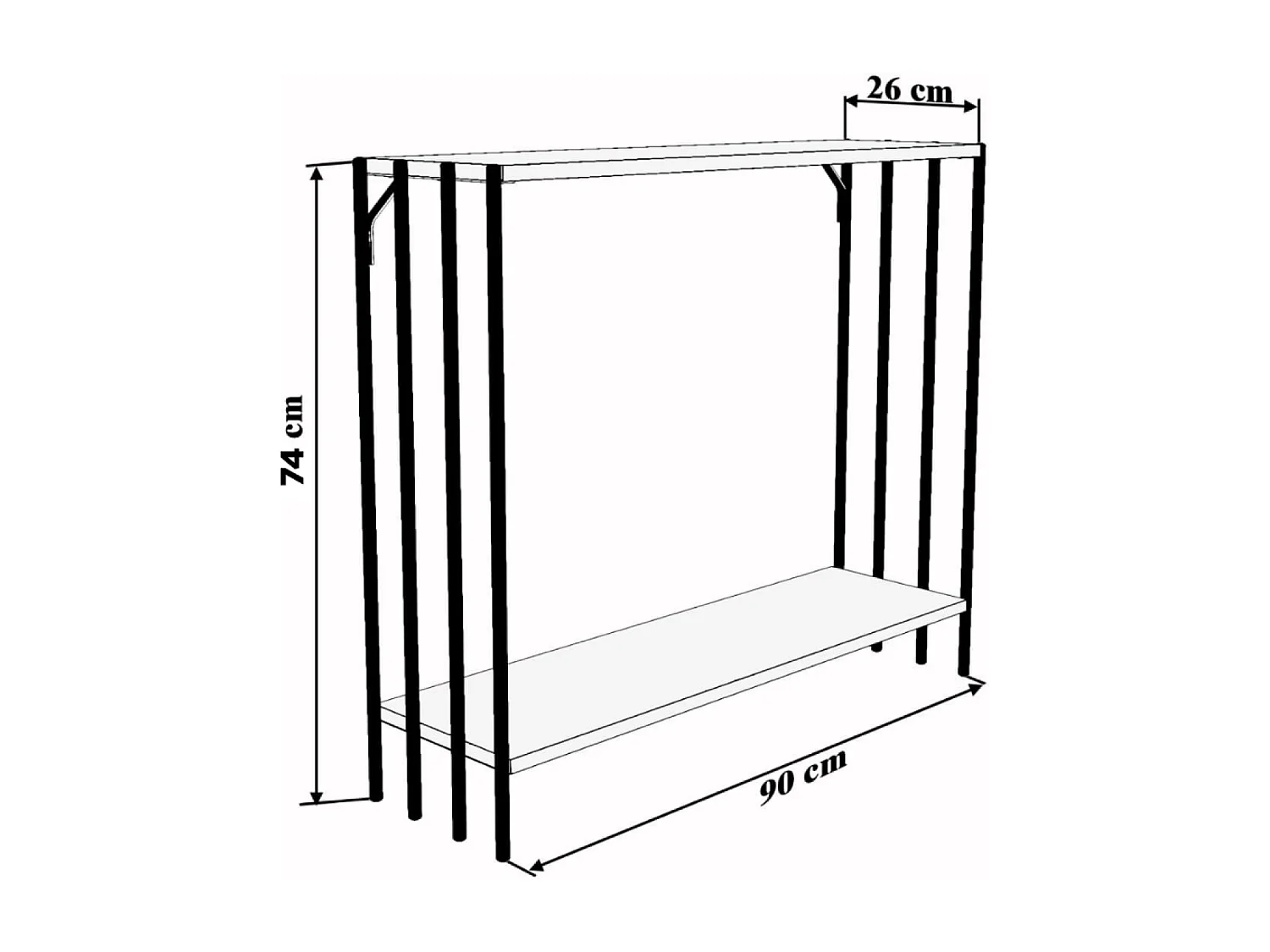Console industrielle avec étagères PITEA