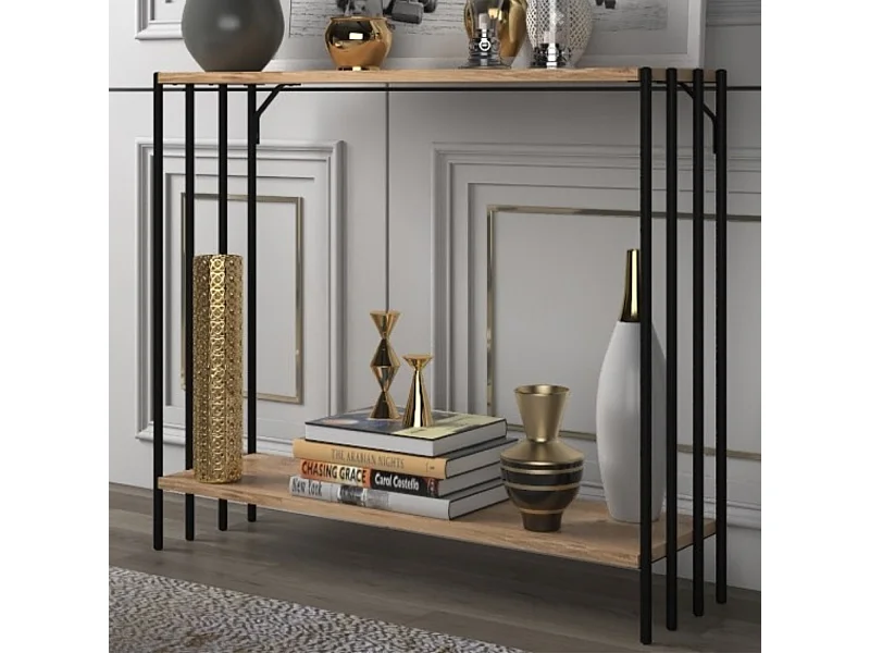Industriële console PITEA met houten planken