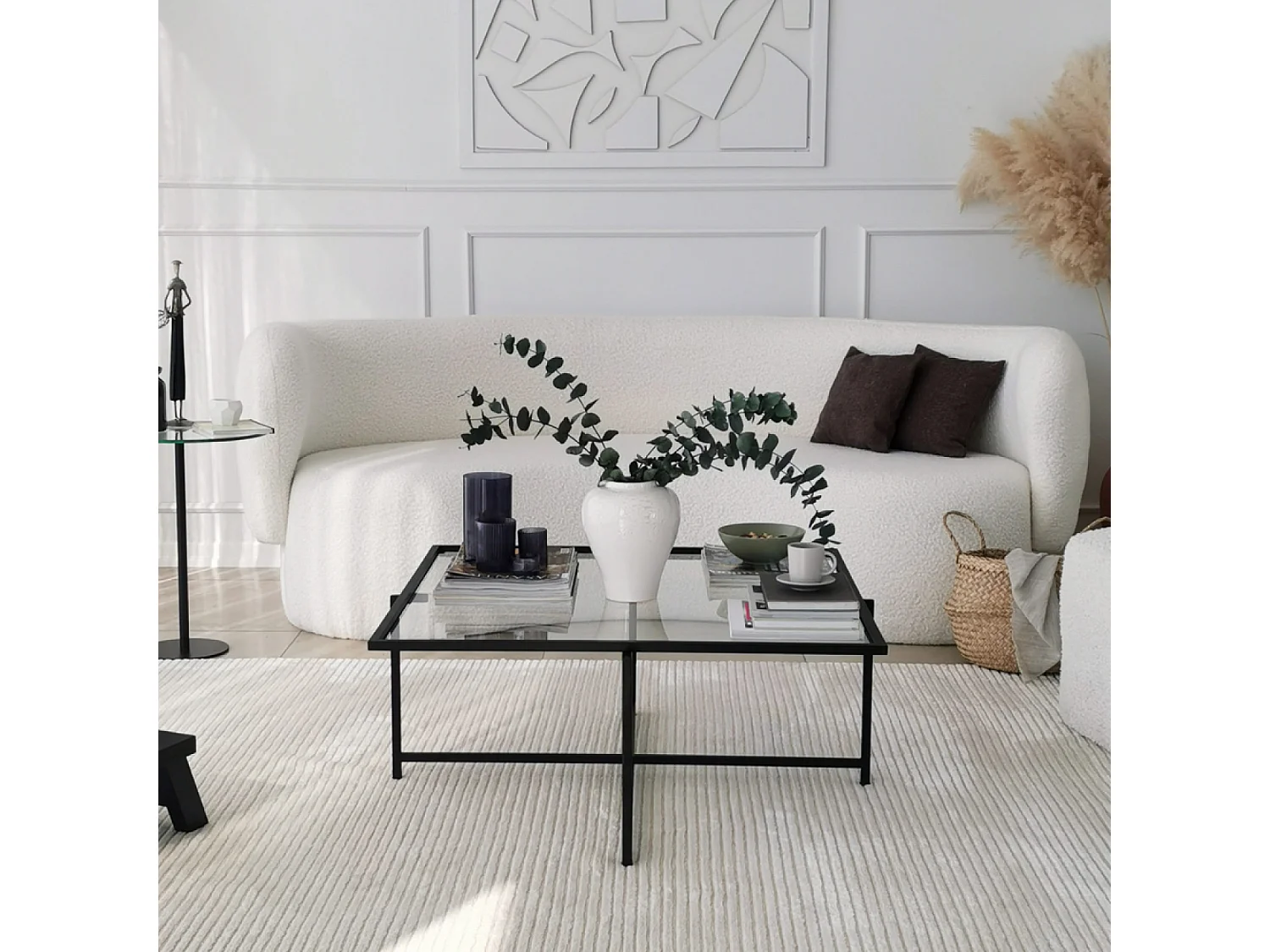 Tavolino basso design nero in vetro LIMP