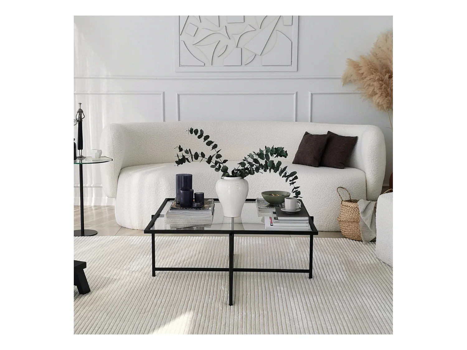 Table basse design noire en verre LIMP