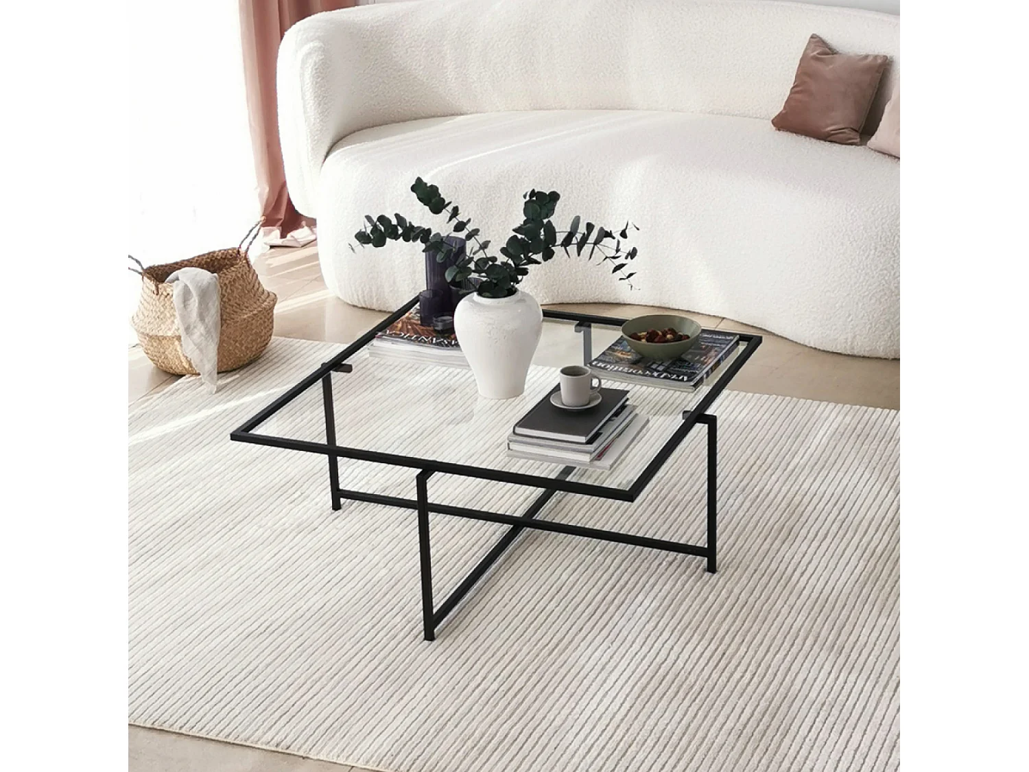 Table basse design noire en verre LIMP