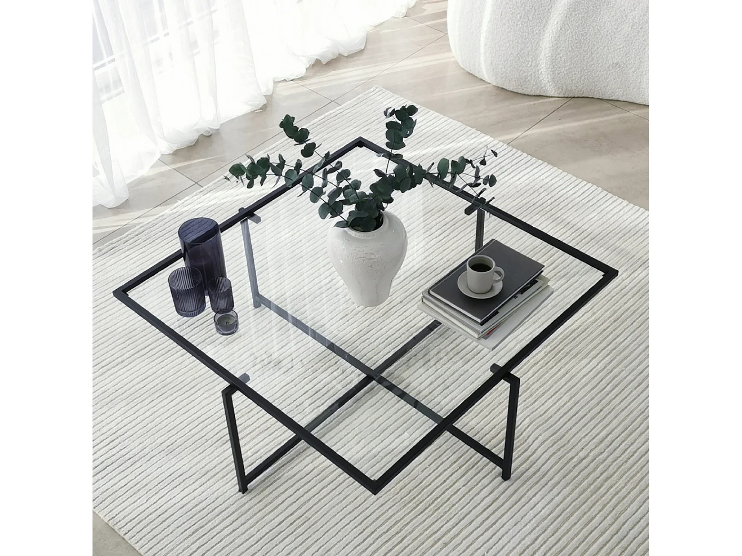 Table basse design noire en verre LIMP