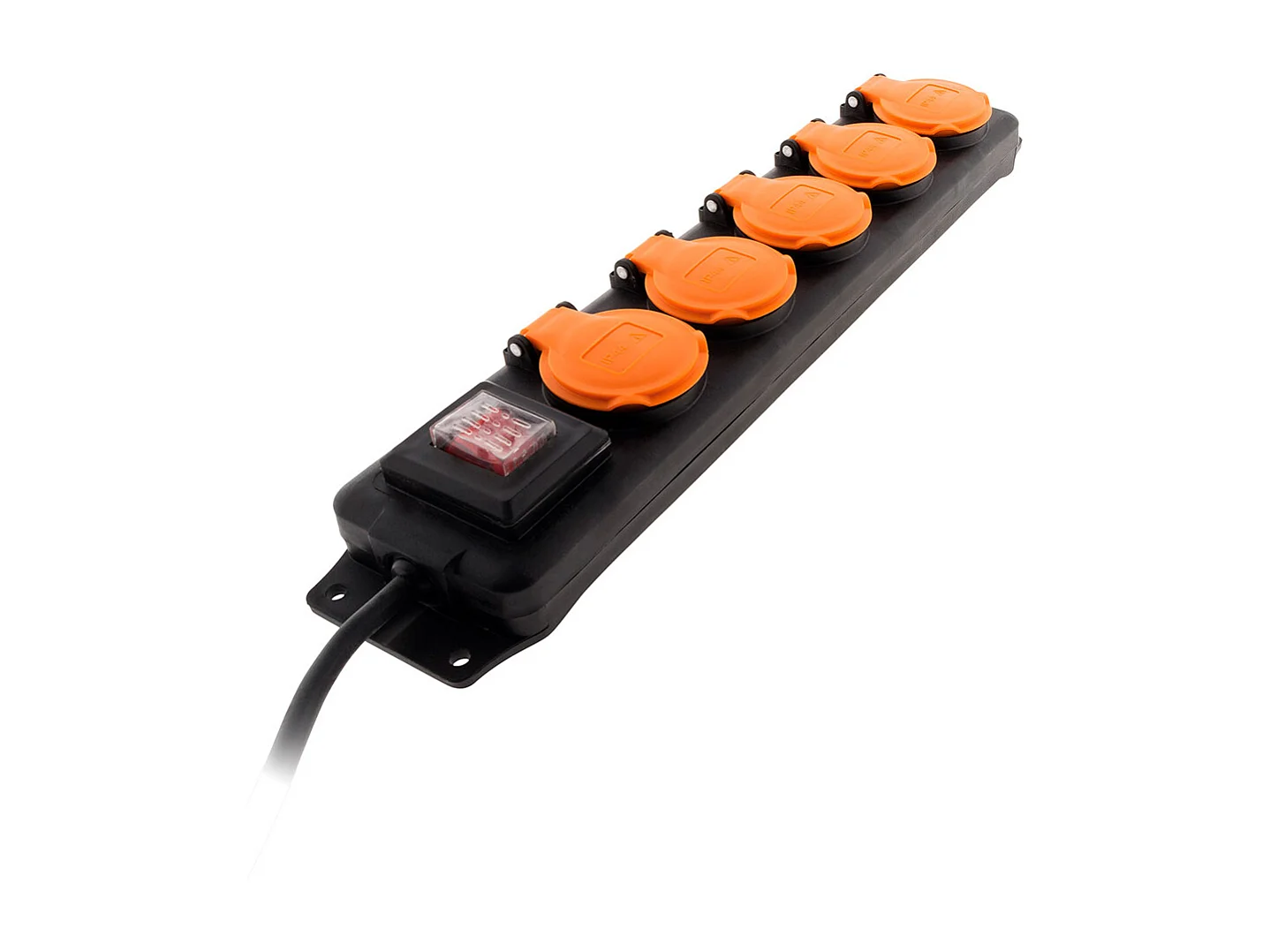 Wasserdichte Steckdosenleiste IP44 5 Steckdosen 16A 2P+T mit Klappen und Schalter - Kabel HO5RRF 3G1mm² 1,5m