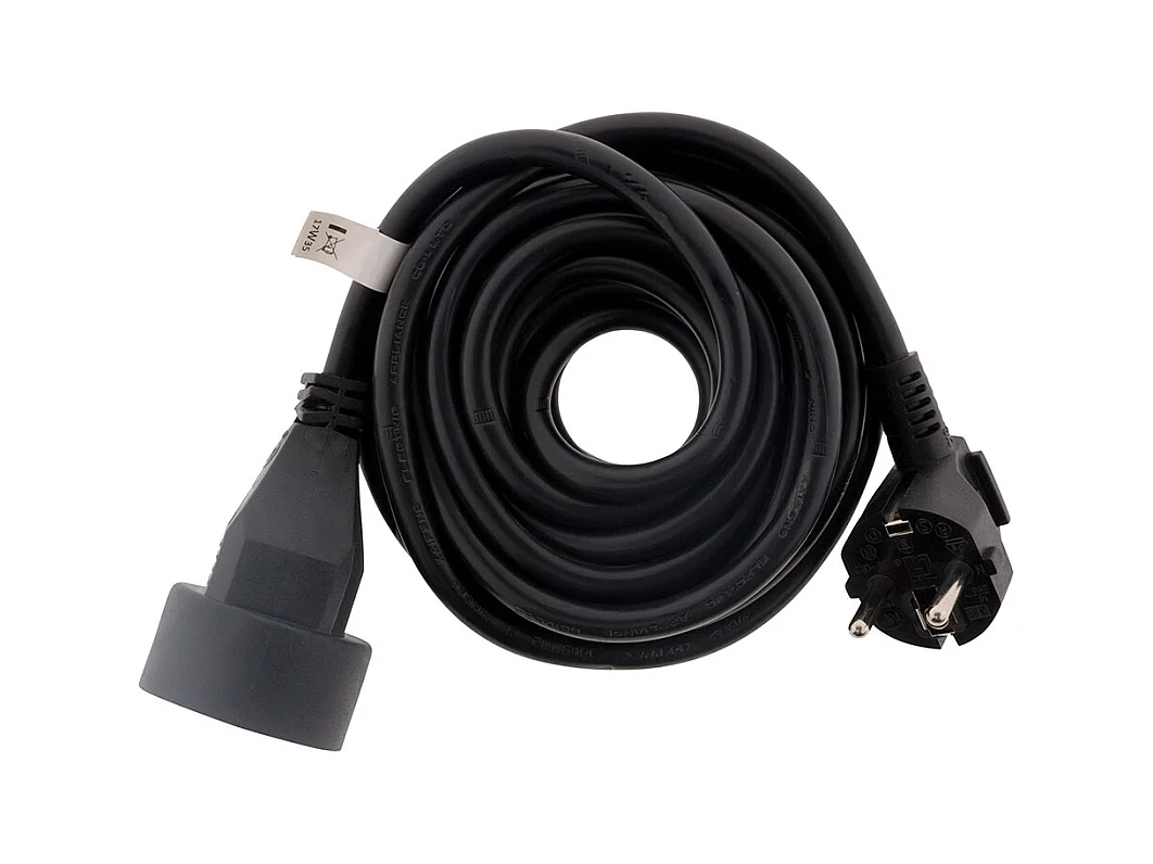 Prolongateur 16A 2P+T HO5VV-F 3G1,5mm² - Noir 5m - Zenitech