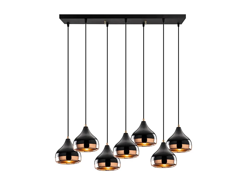 Lampadario sospeso nero e rame MAYA a 7 luci - Design Moderno ed Elegante