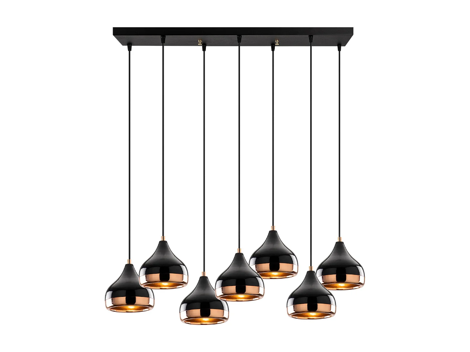 Suspension filaire noire et cuivrée 7 lampes MAYA
