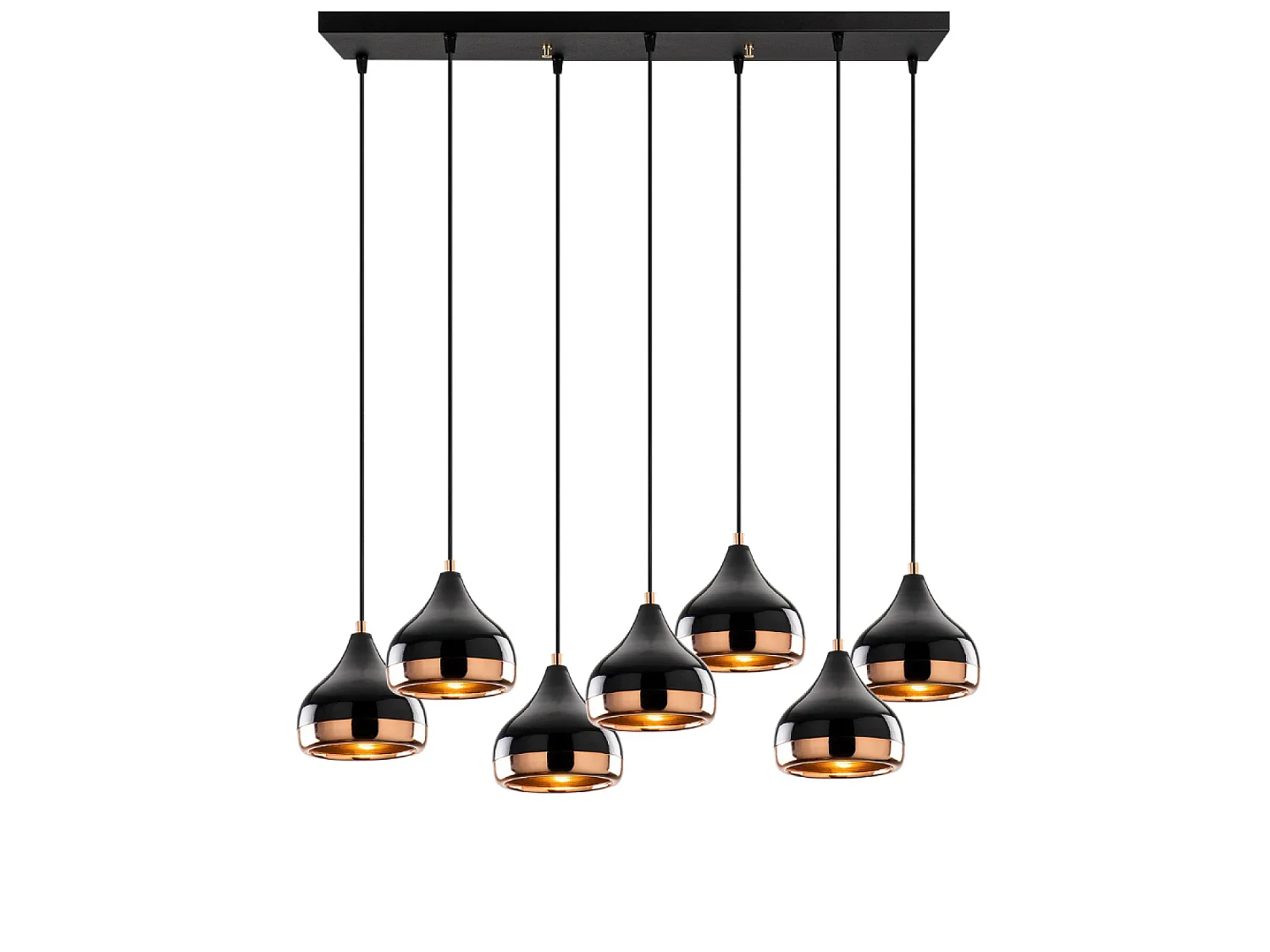 Suspension filaire noire et cuivrée 7 lampes MAYA