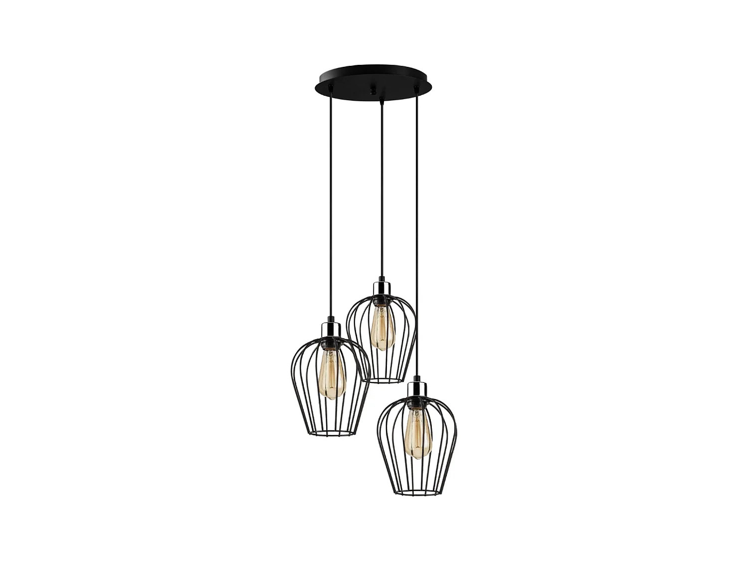 Suspension filaire noire 3 lampes MIA