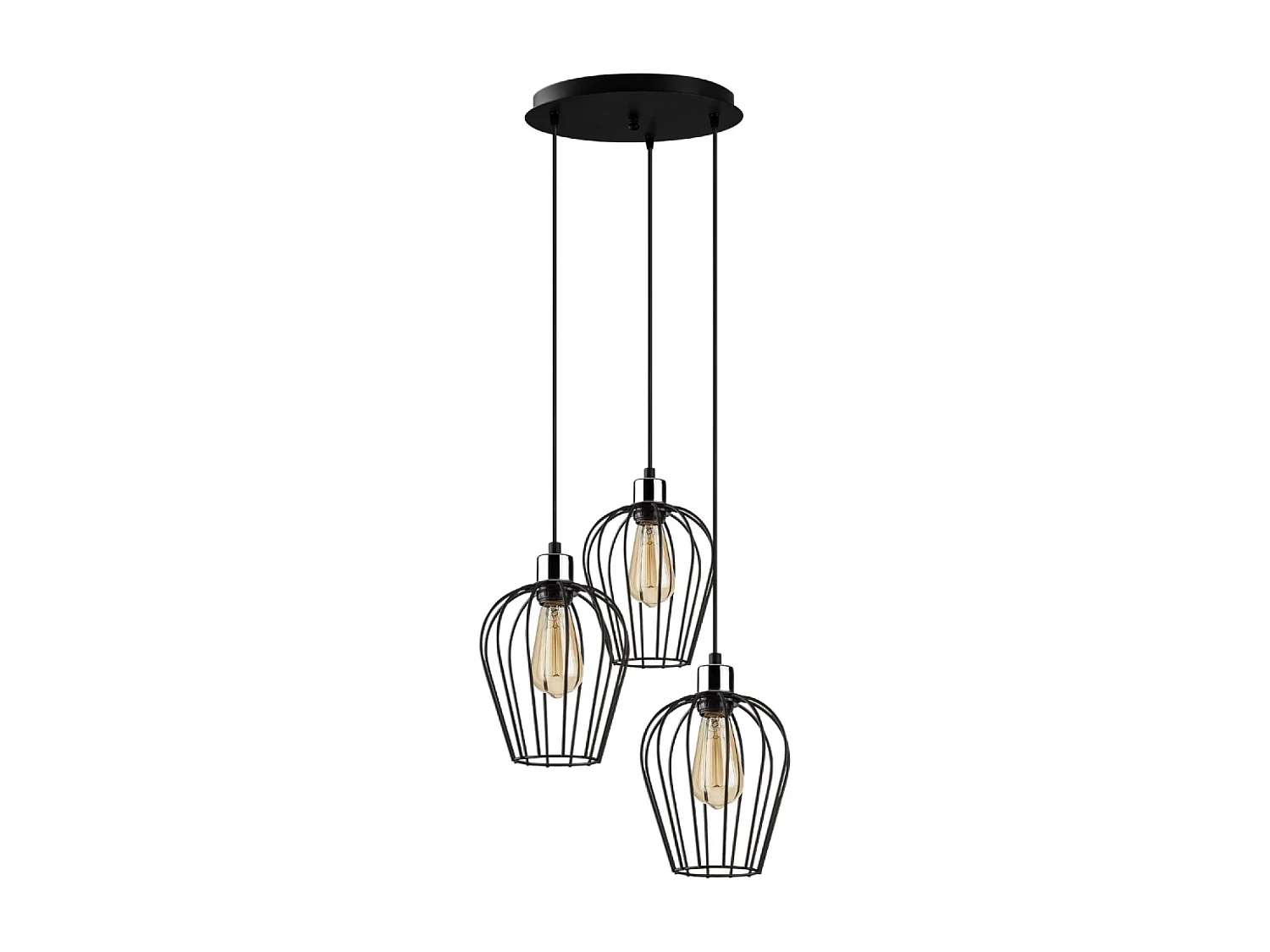 Suspension filaire noire 3 lampes MIA