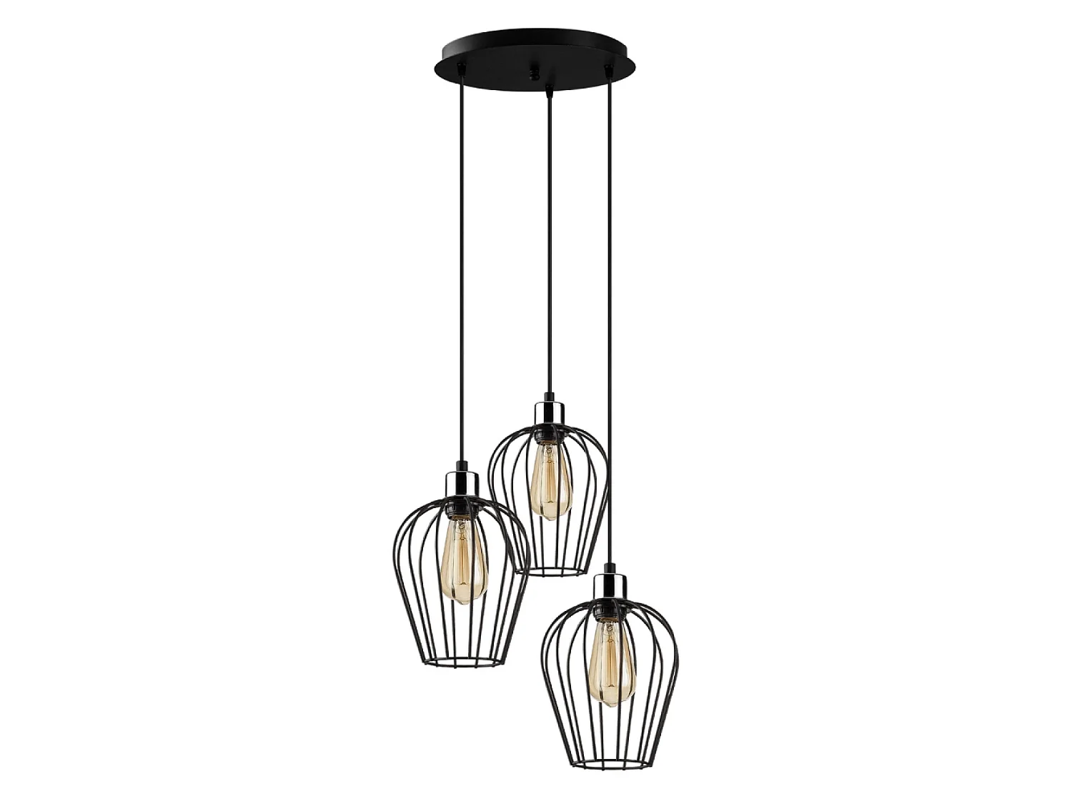 Suspension filaire noire 3 lampes MIA