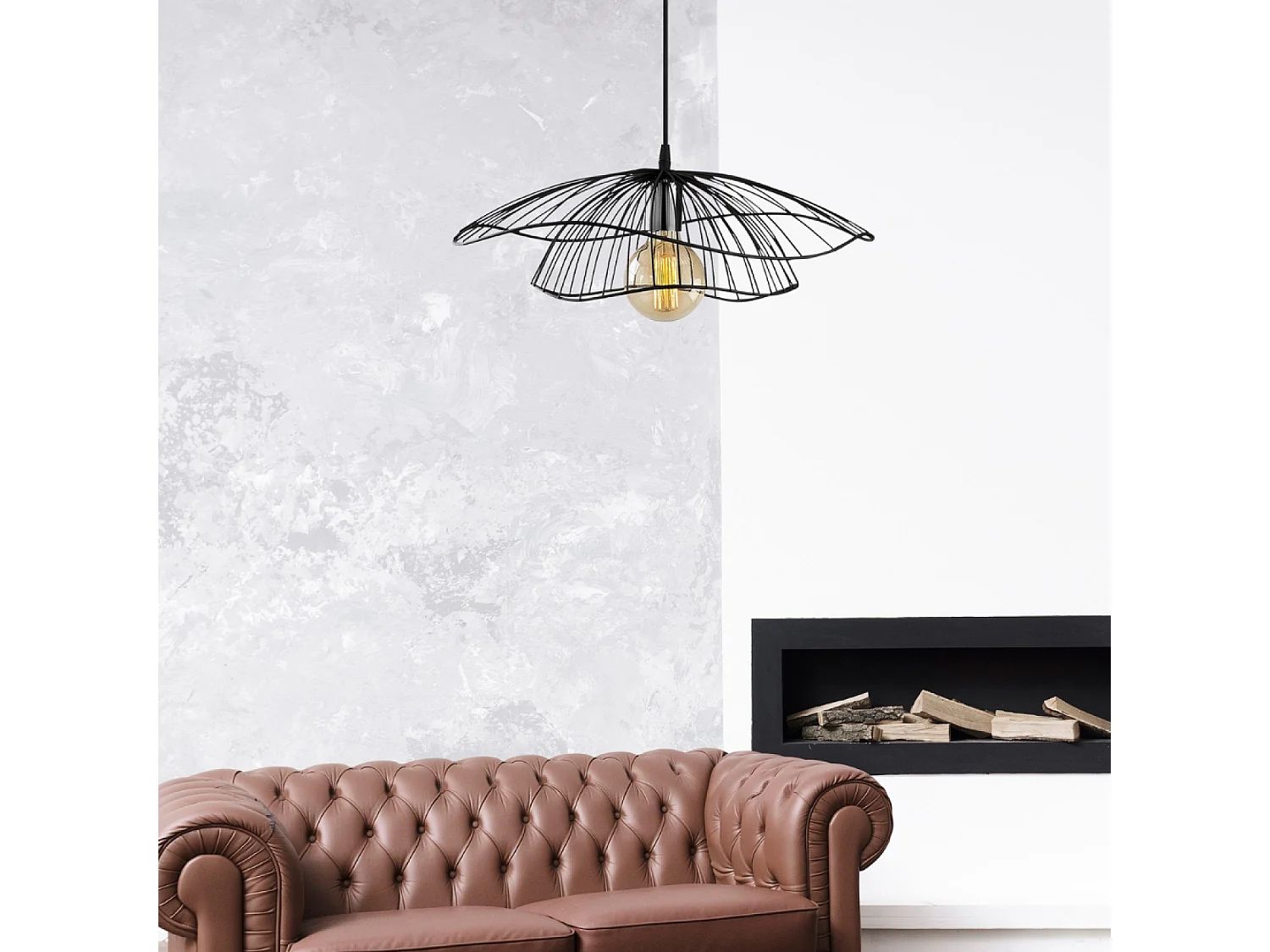 Zwarte moderne hanglamp LOLA van zwart metaal 40W