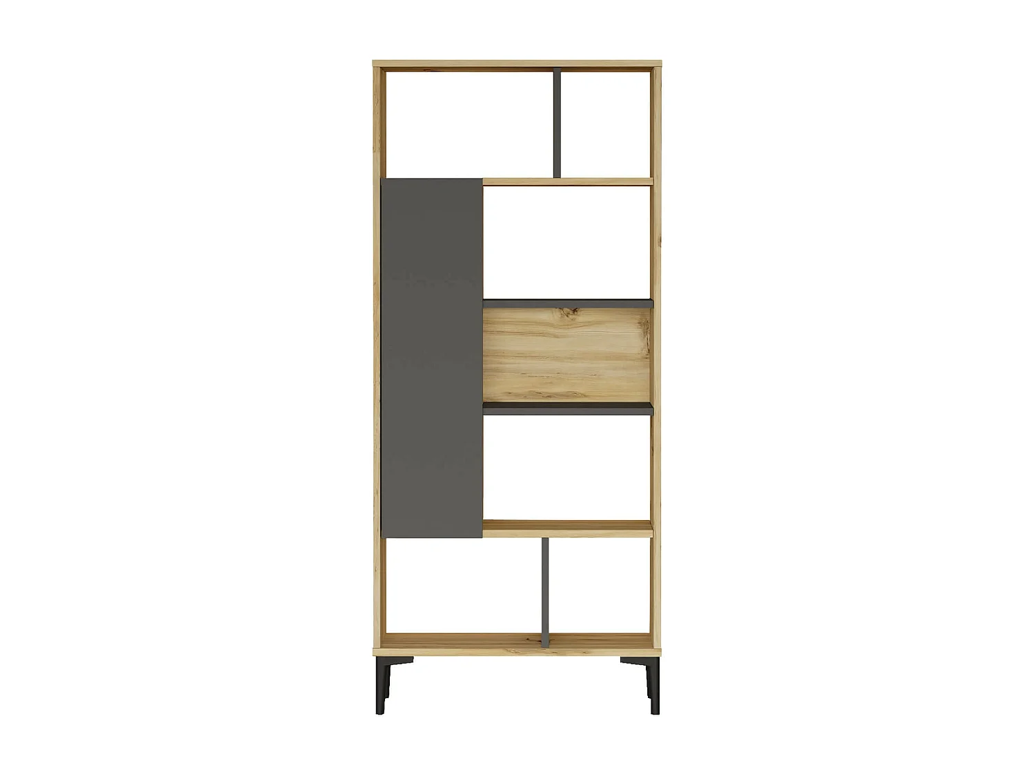 Estante Rebecca Mobili Kanak 163,5x72x25 Aglomerado PVC Carvalho Claro Cinza Escuro Moderno