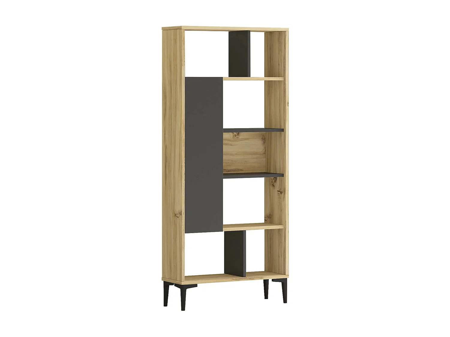 Estante Rebecca Mobili Kanak 163,5x72x25 Aglomerado PVC Carvalho Claro Cinza Escuro Moderno
