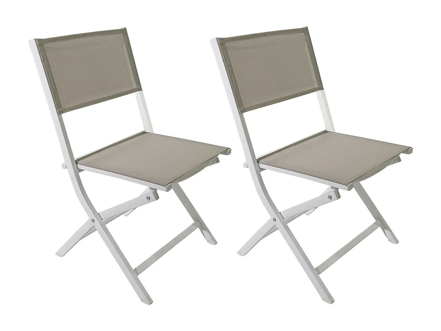 Chaises pliantes Rebecca Mobili Ilomba 84x48x57 Aluminium Polyester Blanc Beige Moderne ENSEMBLE 2 pièces Assemblé