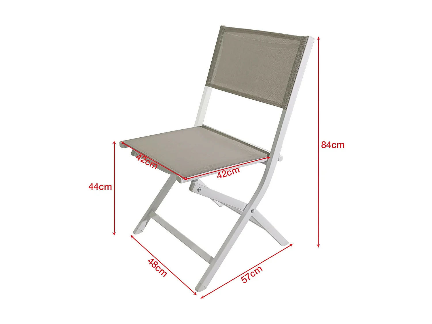 Chaises pliantes Rebecca Mobili Ilomba 84x48x57 Aluminium Polyester Blanc Beige Moderne ENSEMBLE 2 pièces Assemblé