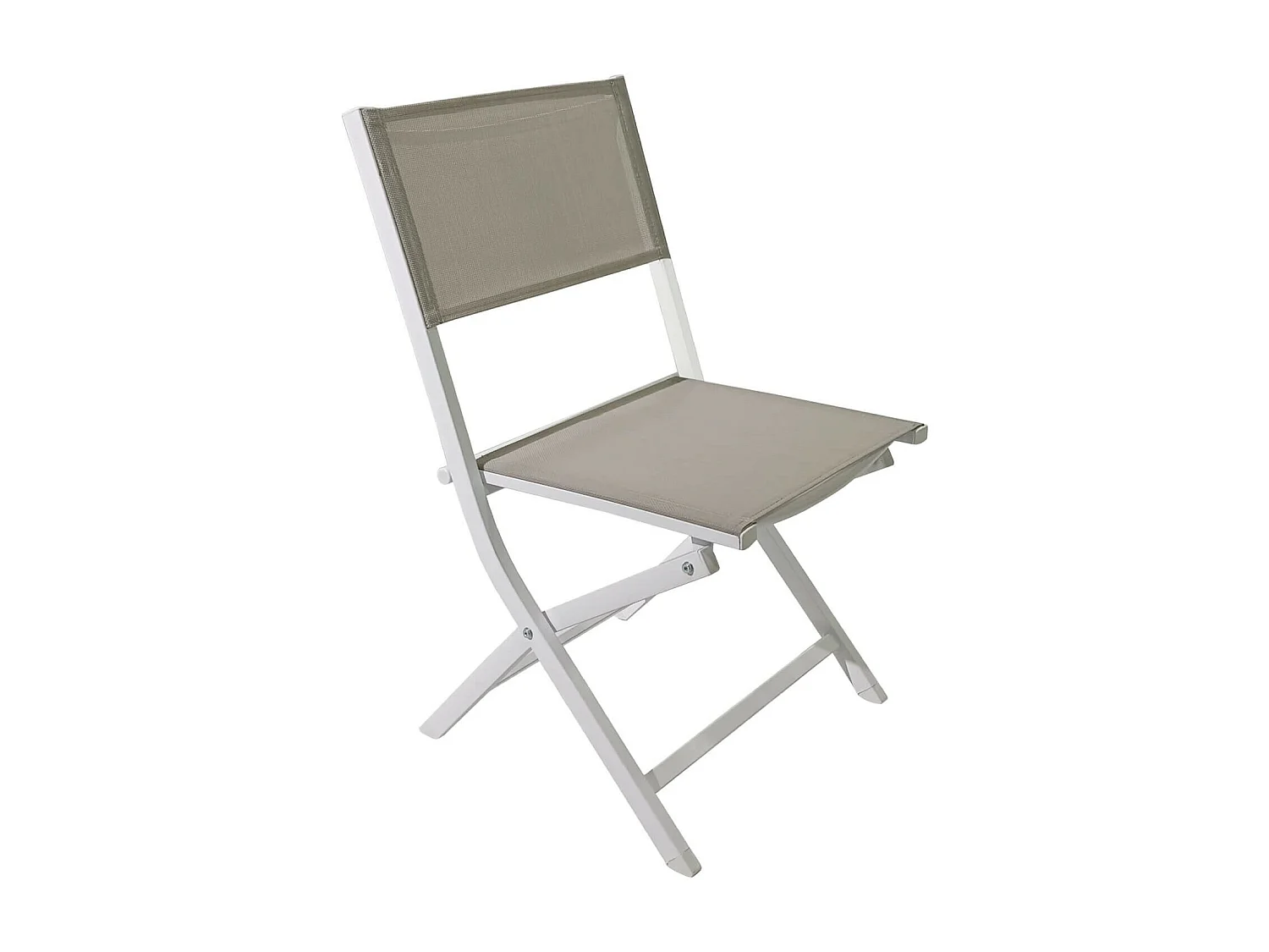 Chaises pliantes Rebecca Mobili Ilomba 84x48x57 Aluminium Polyester Blanc Beige Moderne ENSEMBLE 2 pièces Assemblé