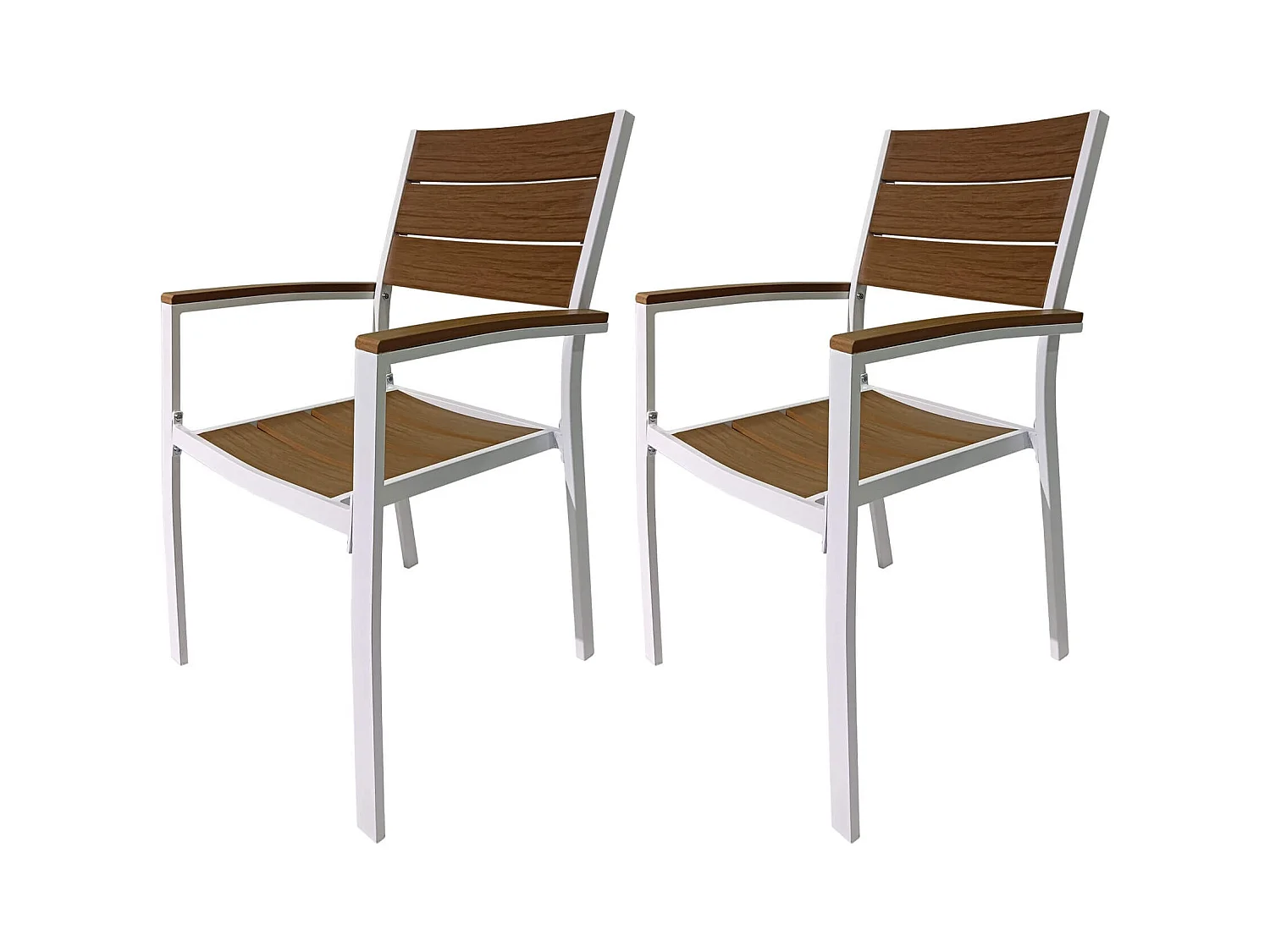 Sillas de exterior Rebecca Mobili Copal 89,5x56x60,5 Aluminio Polywood Blanco Marrón Moderno CONJUNTO 2 piezas Para montar