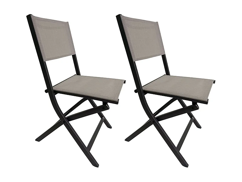 Sedie Pieghevoli Rebecca Mobili Murici 84x48x57 Alluminio Poliestere Grigio Scuro Beige Moderno SET 2 pezzi Da Montare