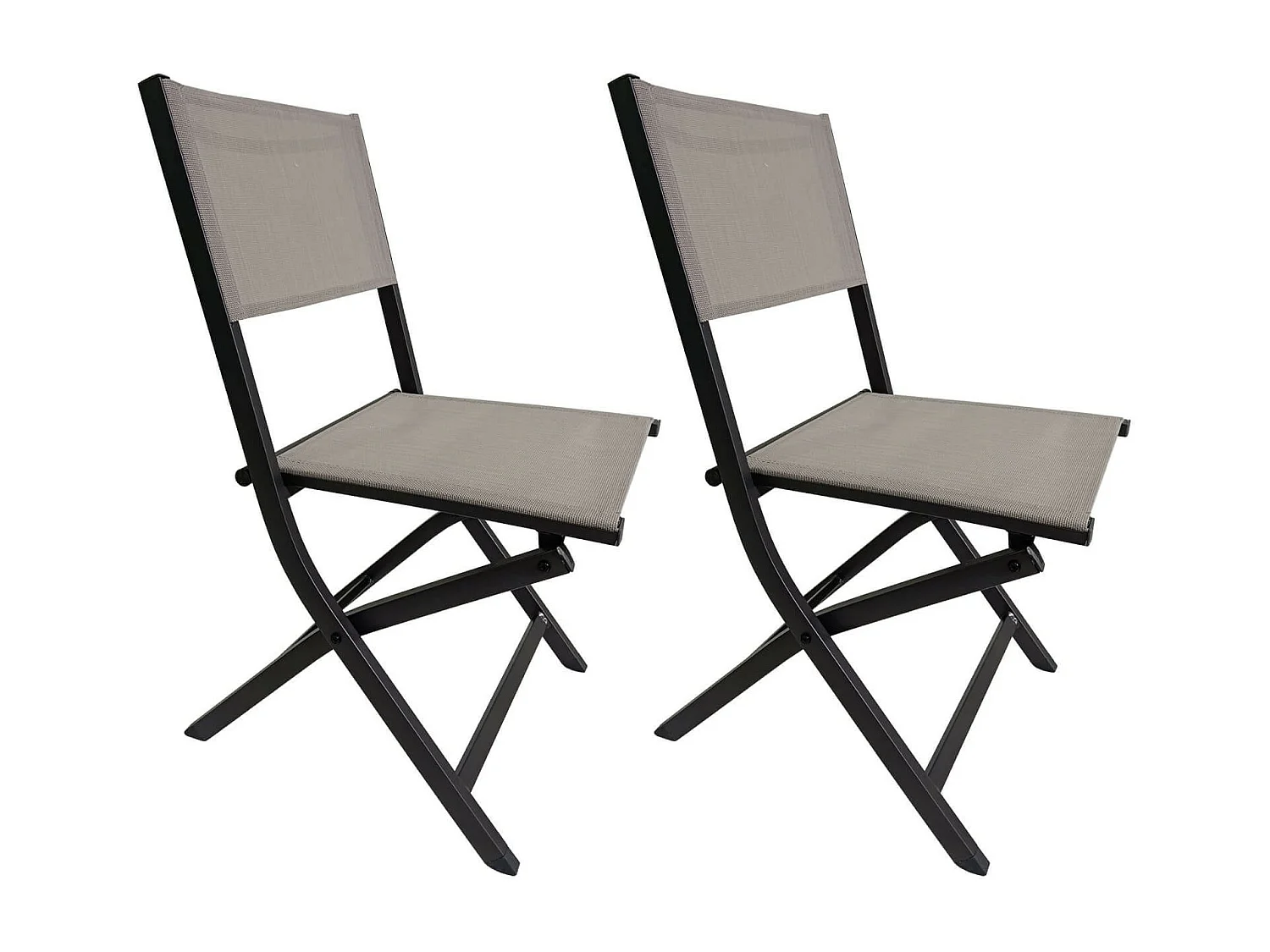 Sedie Pieghevoli Rebecca Mobili Murici 84x48x57 Alluminio Poliestere Grigio Scuro Beige Moderno SET 2 pezzi Da Montare