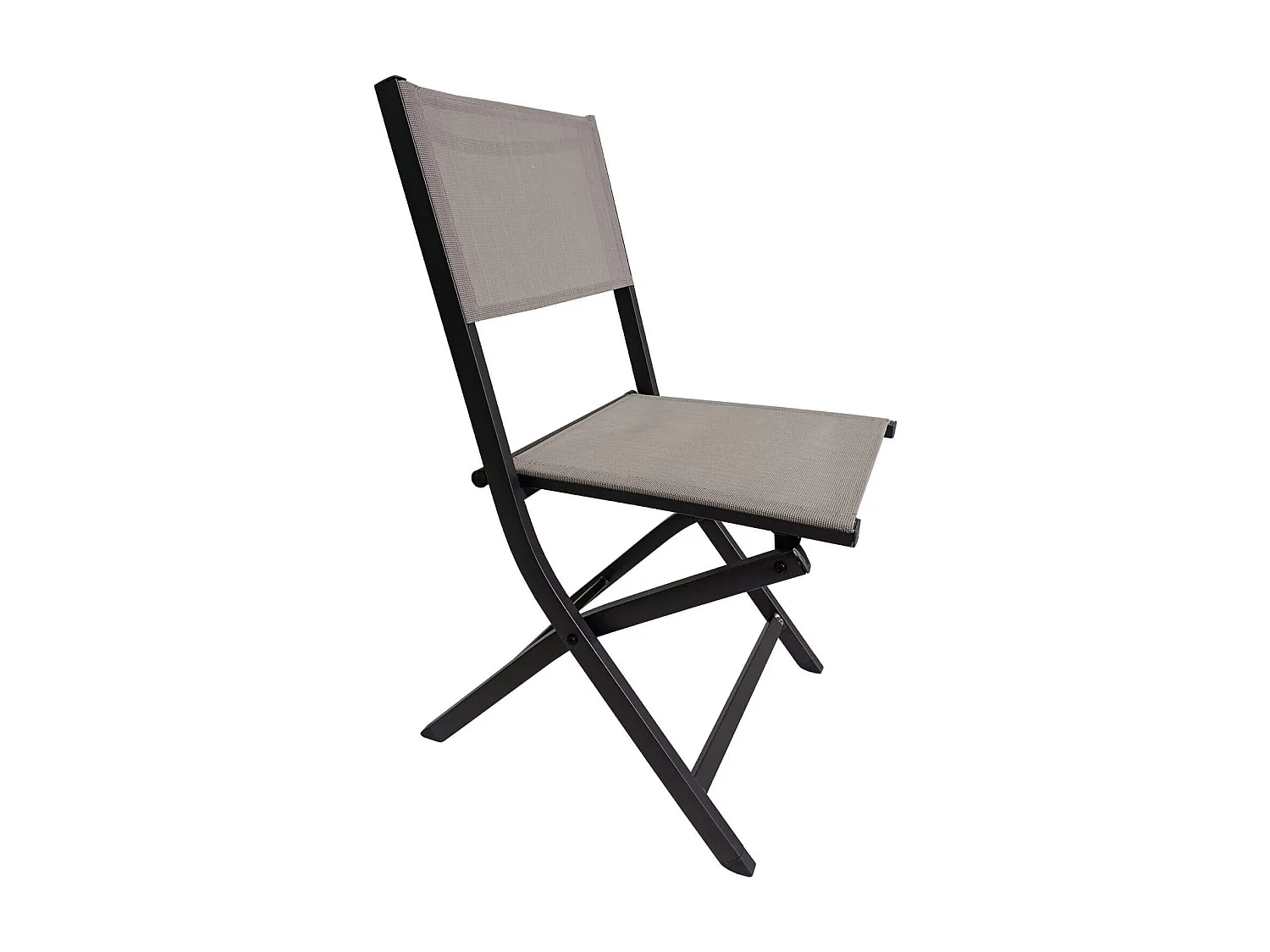 Sedie Pieghevoli Rebecca Mobili Murici 84x48x57 Alluminio Poliestere Grigio Scuro Beige Moderno SET 2 pezzi Da Montare