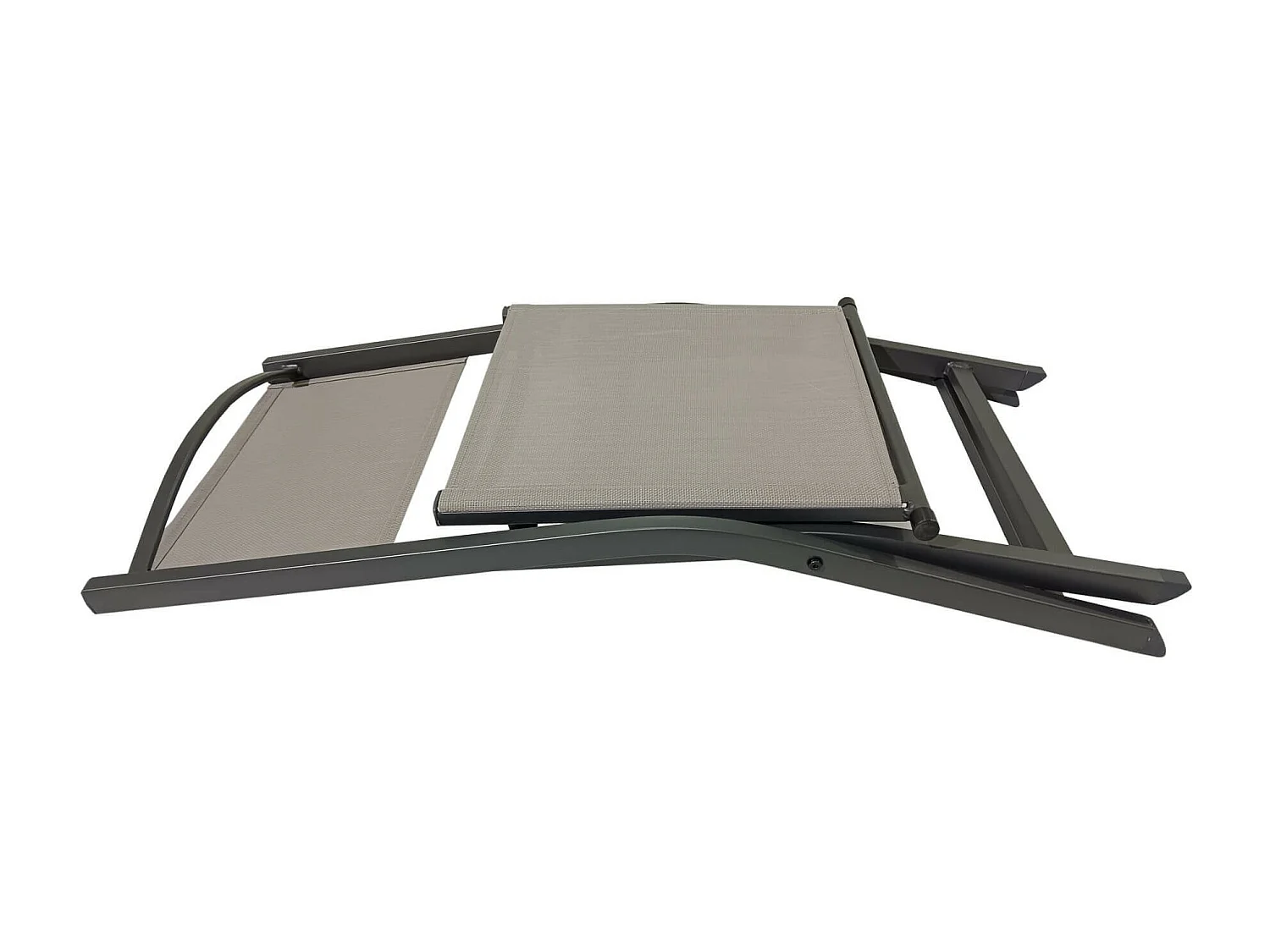 Sedie Pieghevoli Rebecca Mobili Murici 84x48x57 Alluminio Poliestere Grigio Scuro Beige Moderno SET 2 pezzi Da Montare