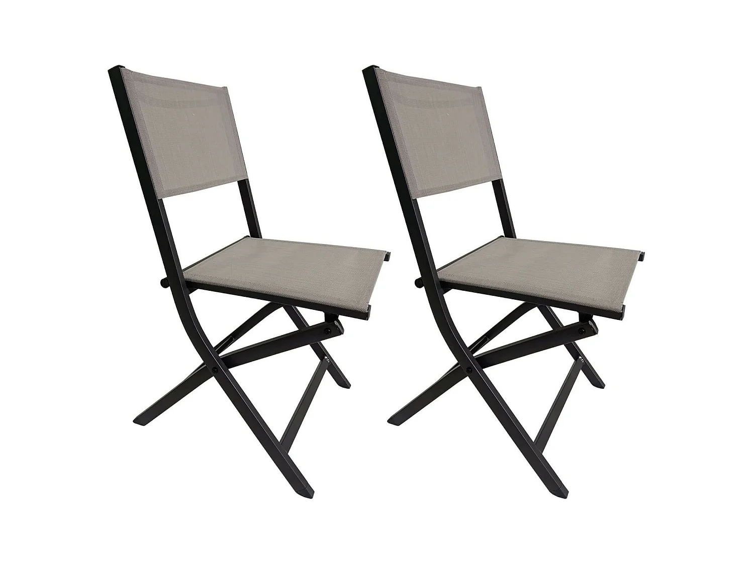 Chaises pliantes Rebecca Mobili Murici 84x48x57 Aluminium Polyester Gris foncé Beige Moderne ENSEMBLE 2 pièces Assemblé
