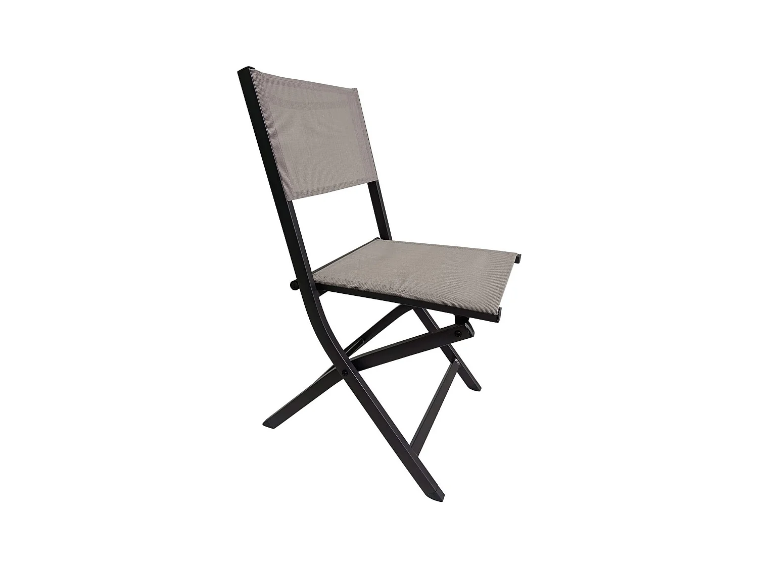 Chaises pliantes Rebecca Mobili Murici 84x48x57 Aluminium Polyester Gris foncé Beige Moderne ENSEMBLE 2 pièces Assemblé