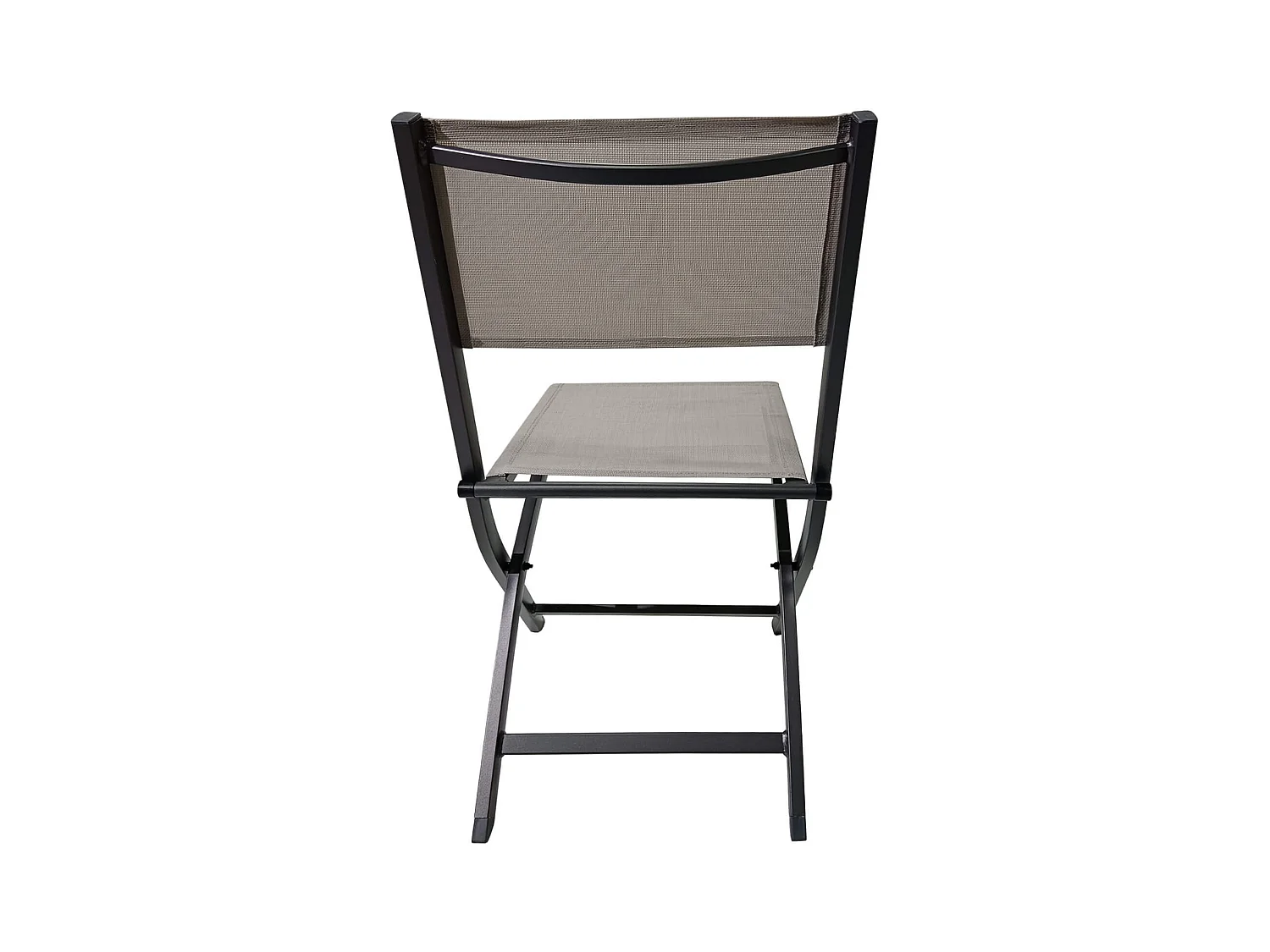 Chaises pliantes Rebecca Mobili Murici 84x48x57 Aluminium Polyester Gris foncé Beige Moderne ENSEMBLE 2 pièces Assemblé