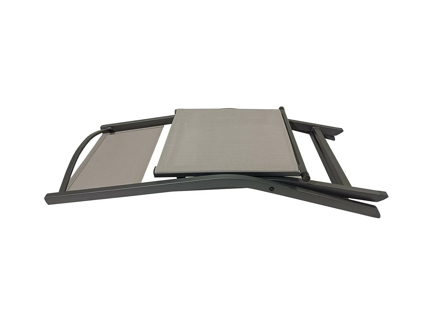 Chaises pliantes Rebecca Mobili Murici 84x48x57 Aluminium Polyester Gris foncé Beige Moderne ENSEMBLE 2 pièces Assemblé