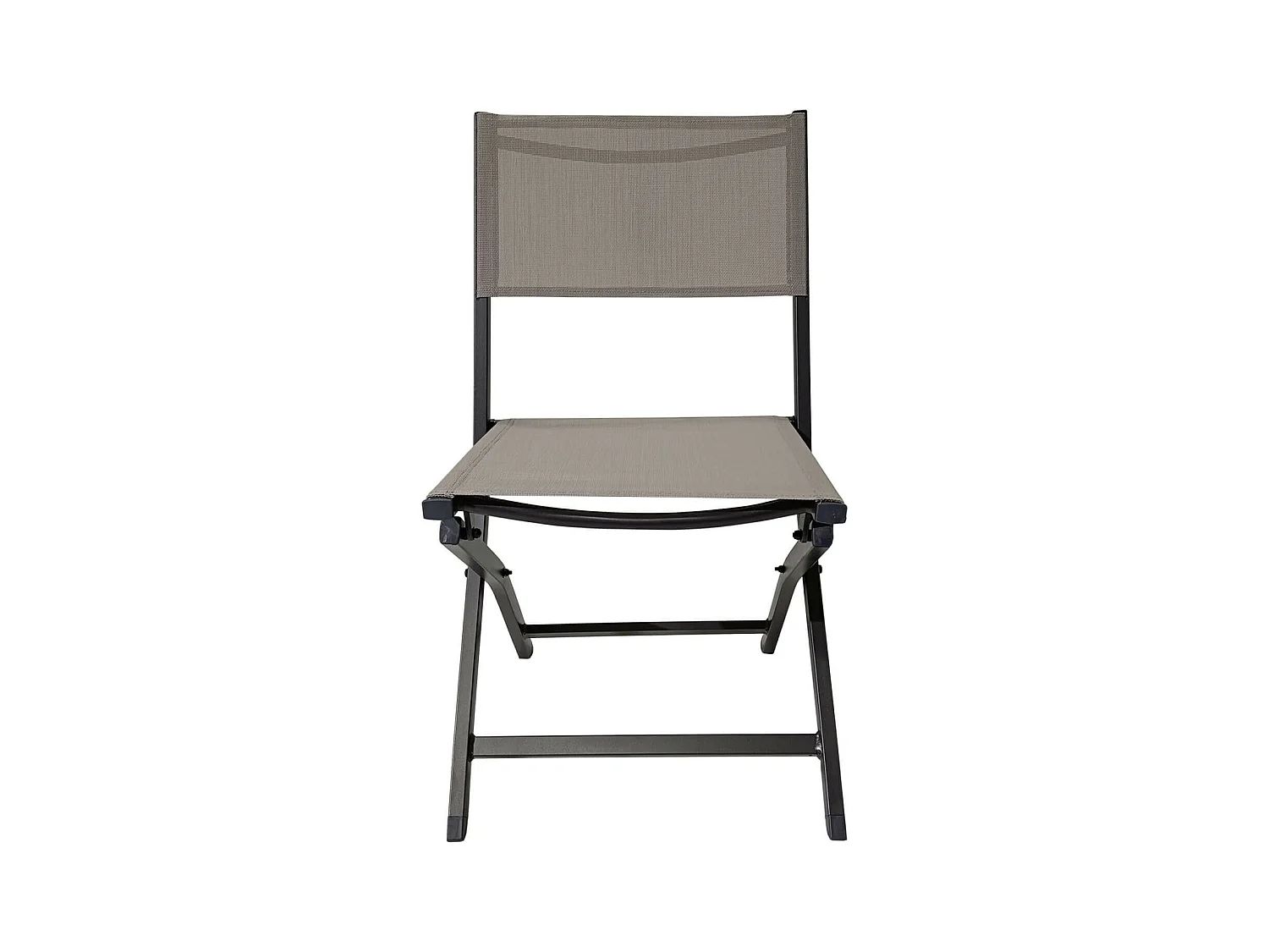 Chaises pliantes Rebecca Mobili Murici 84x48x57 Aluminium Polyester Gris foncé Beige Moderne ENSEMBLE 2 pièces Assemblé