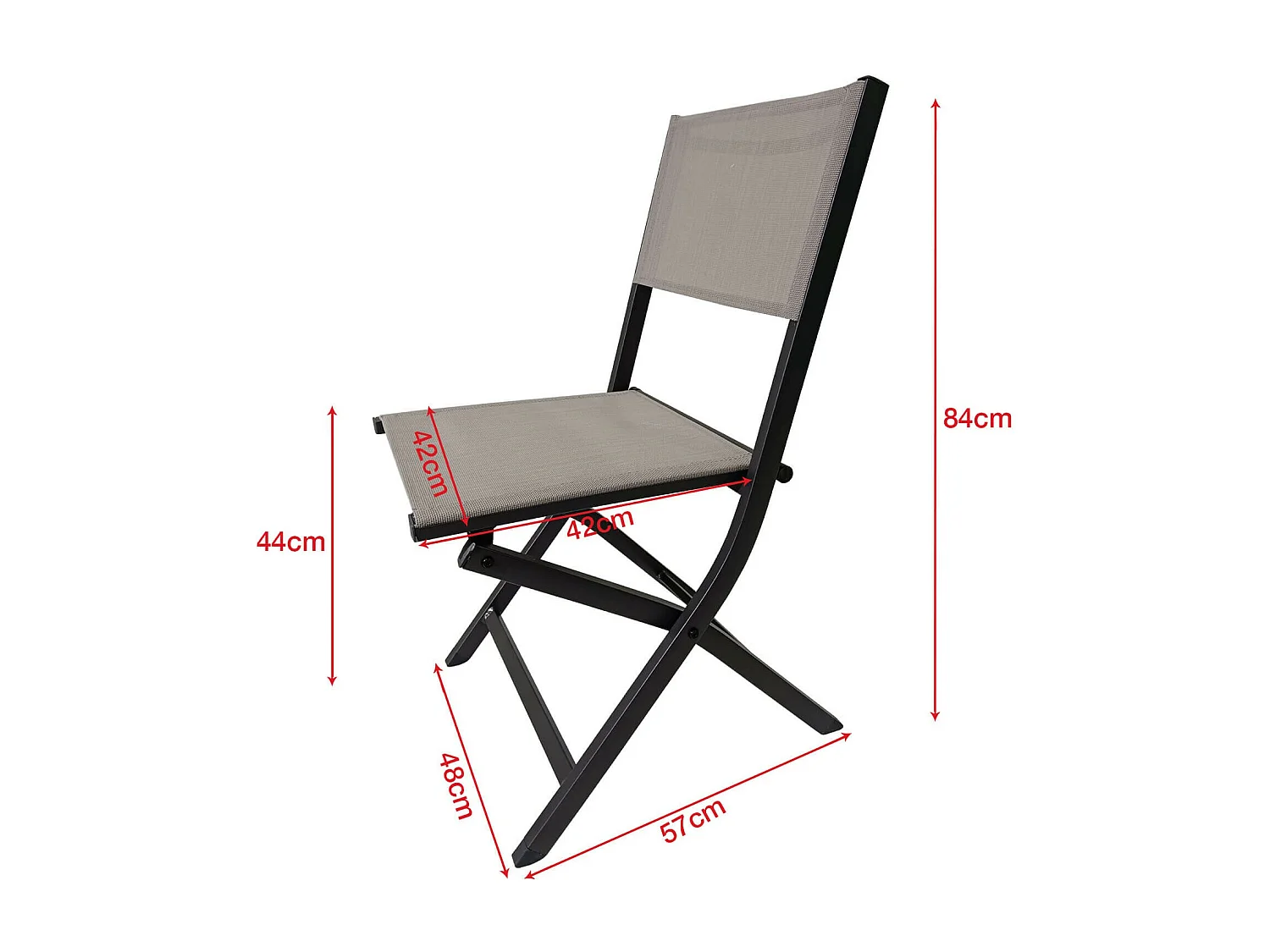 Chaises pliantes Rebecca Mobili Murici 84x48x57 Aluminium Polyester Gris foncé Beige Moderne ENSEMBLE 2 pièces Assemblé